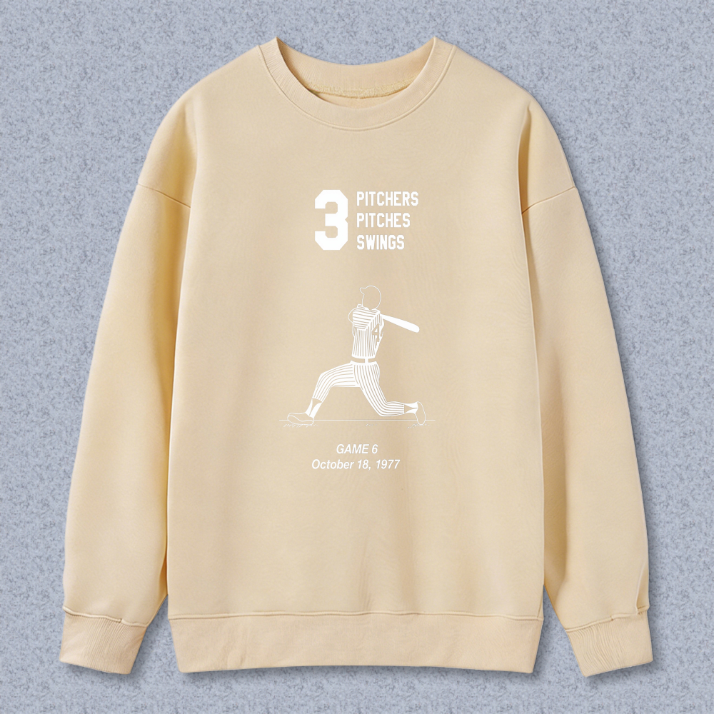 Dorawear™ Baseball Pitcher Graphic With Number Three And Text Pitchers Pitches Swings Game 6 October 18 1977 Unisex Classic Sweatshirt-Dorawear