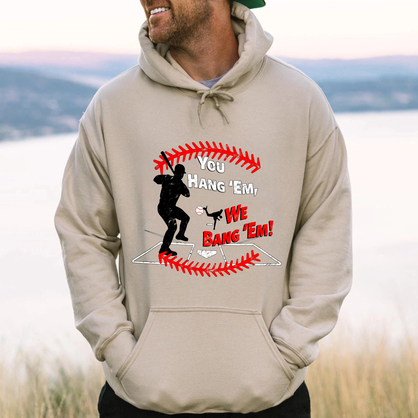 Dorawear™ You Hang Em We Bang Em Baseball Fan Hoodie For Men And Women Sports Gift Sweatshirt With Pocket And Drawstring Cap-Dorawear