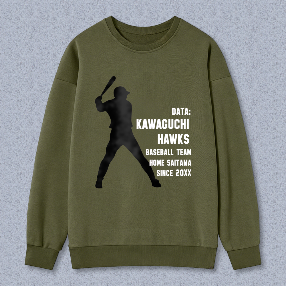 Dorawear™ Baseball Player Silhouette With Data Kawaguchi Hawks Baseball Team Home Saitama Since 20xx Unisex Classic Sweatshirt-Dorawear