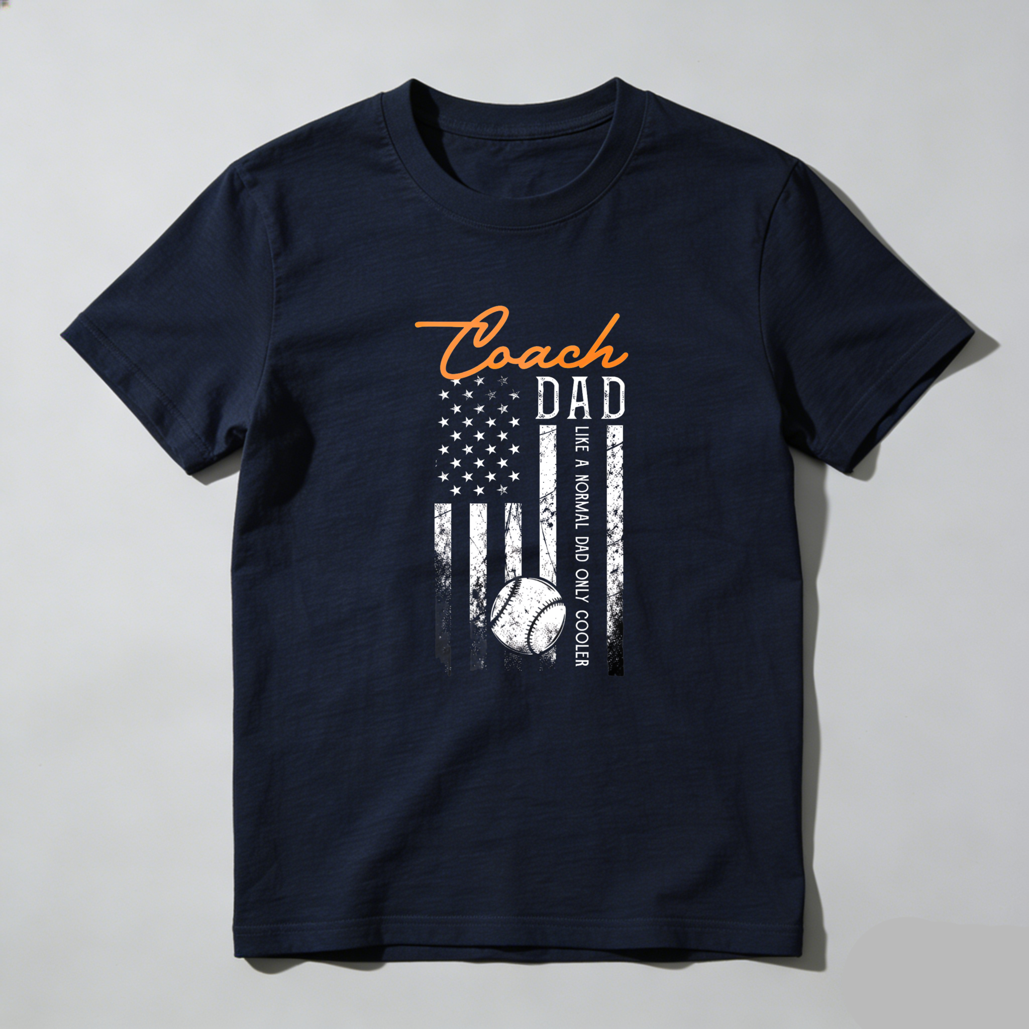 Dorawear™ Coach Dad American Flag Baseball  T Shirt-Dorawear