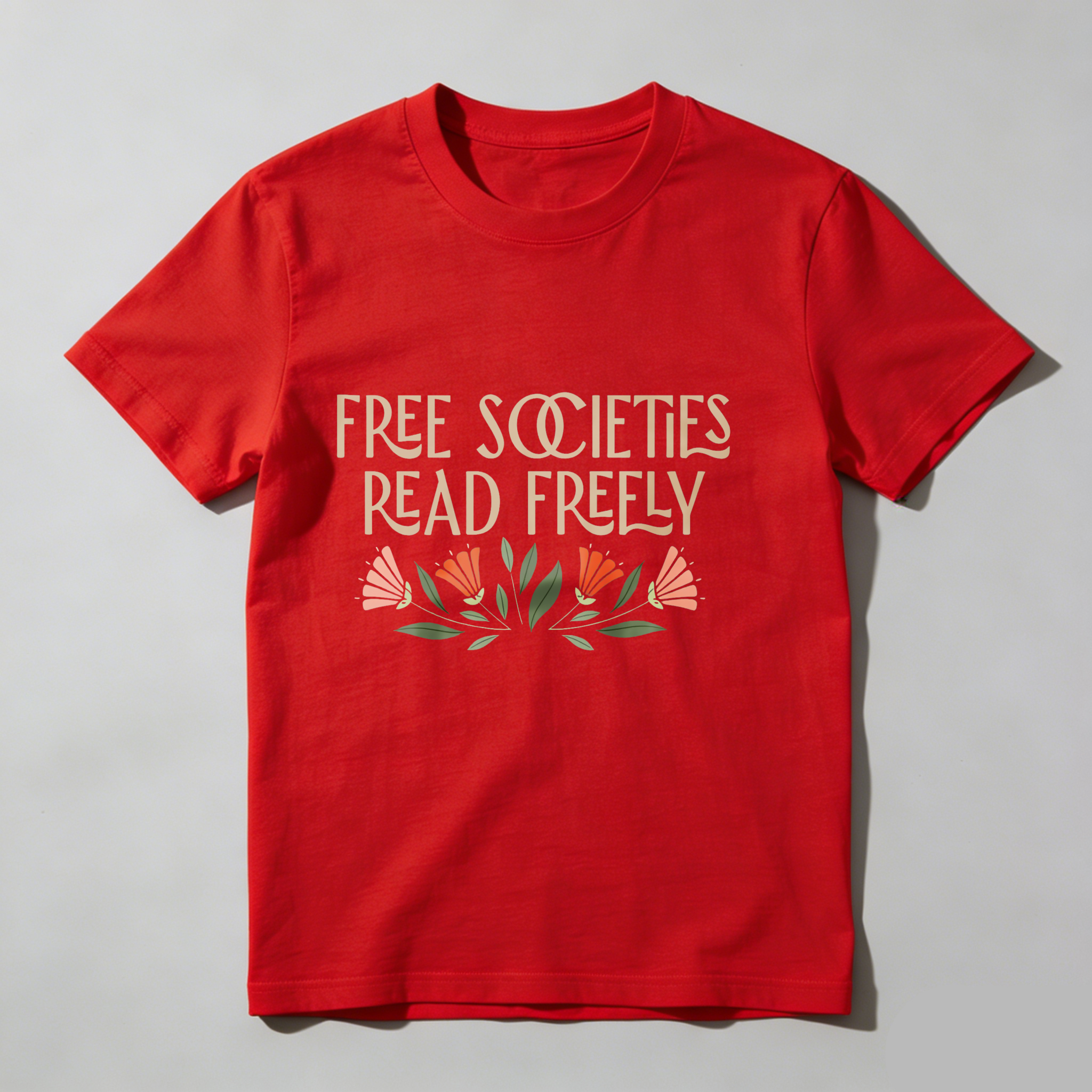 Dorawear™ Free Societies Read Freely With Flowers T Shirt