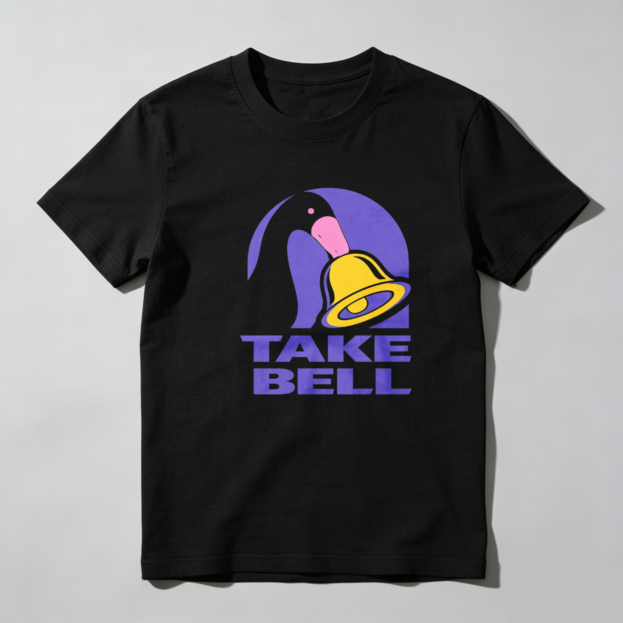 Dorawear™ Take Bell Penguin Bell Purple Design Pure Cotton Short Sleeve T-Shirt-Dorawear