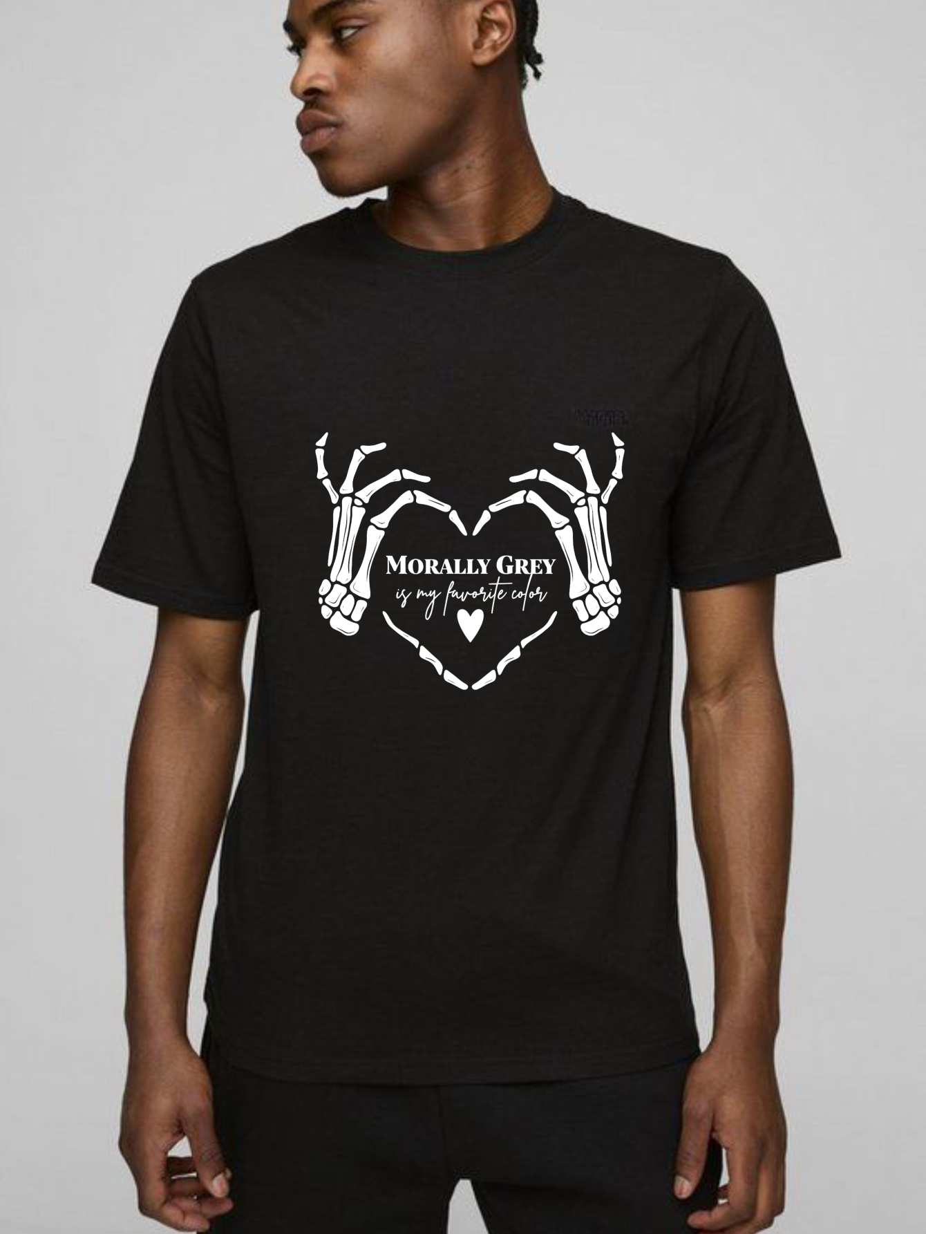 Dorawear Skeleton Hands Form Heart With Text T Shirt