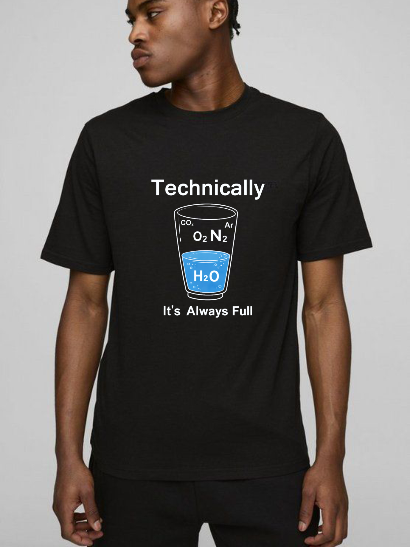 Dorawear Technically Always Full Water Glass Science Pure Cotton Short Sleeve T Shirt