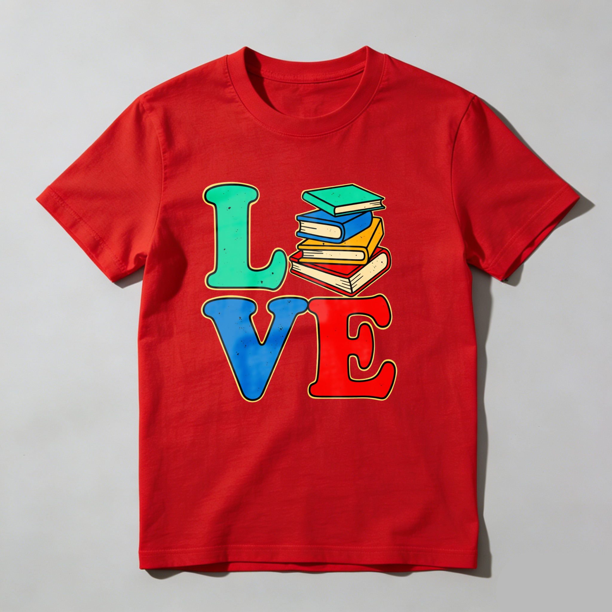 Dorawear Love Books Stack Colorful Letters T Shirt