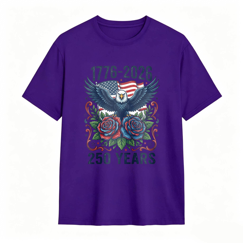 American Eagle With Roses And Flag 1776 2026 250 Years T-shirt