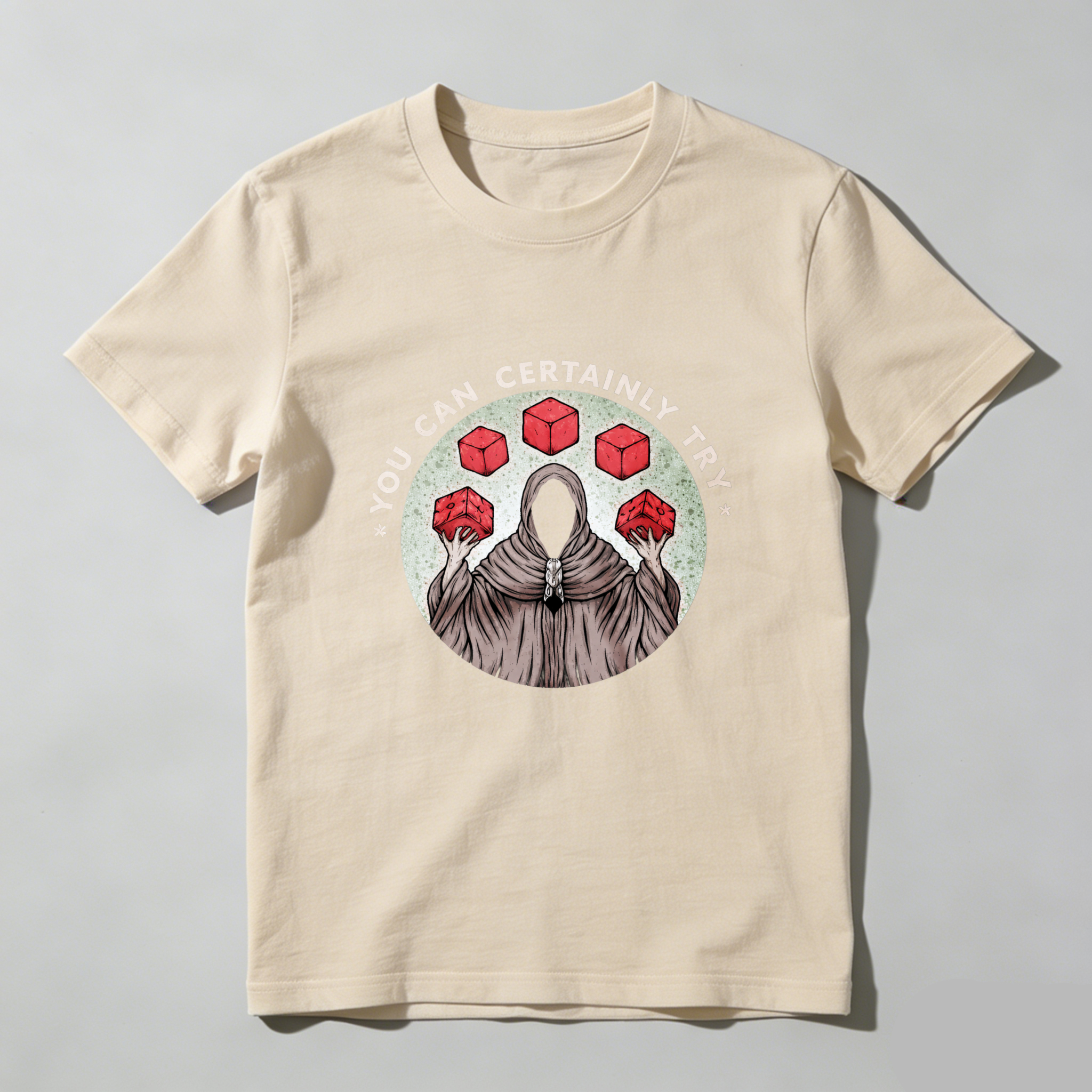 Dorawear™ You Can Certainly Try Hooded Figure Red Cubes Pure Cotton Short Sleeve T Shirt-Dorawear