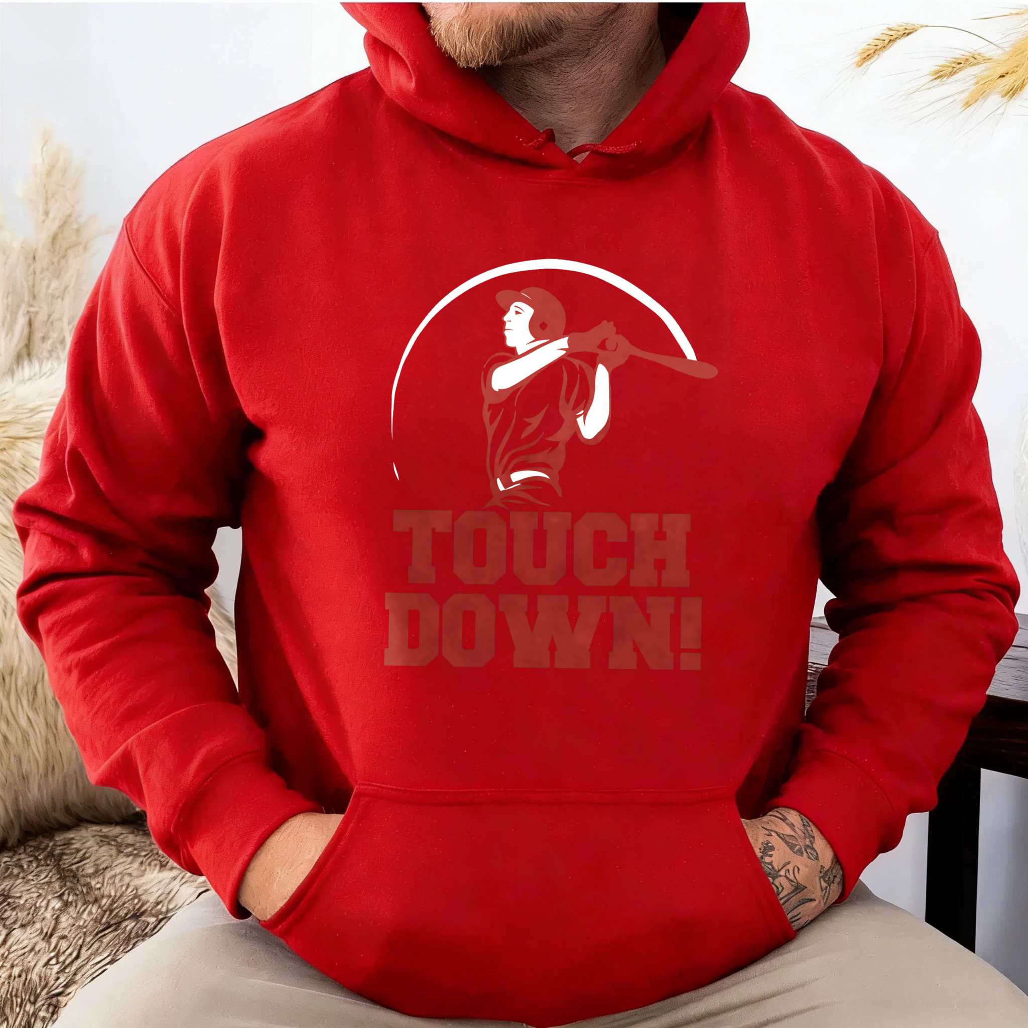 Dorawear™ Touch Down Baseball Player Hoodie Sport Design Sweatshirt Unisex Casual Wear-Dorawear