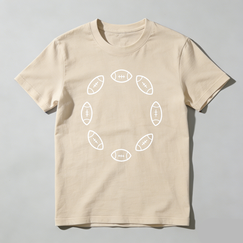 Dorawear™ Football Pattern Circle Design White Outline T Shirt