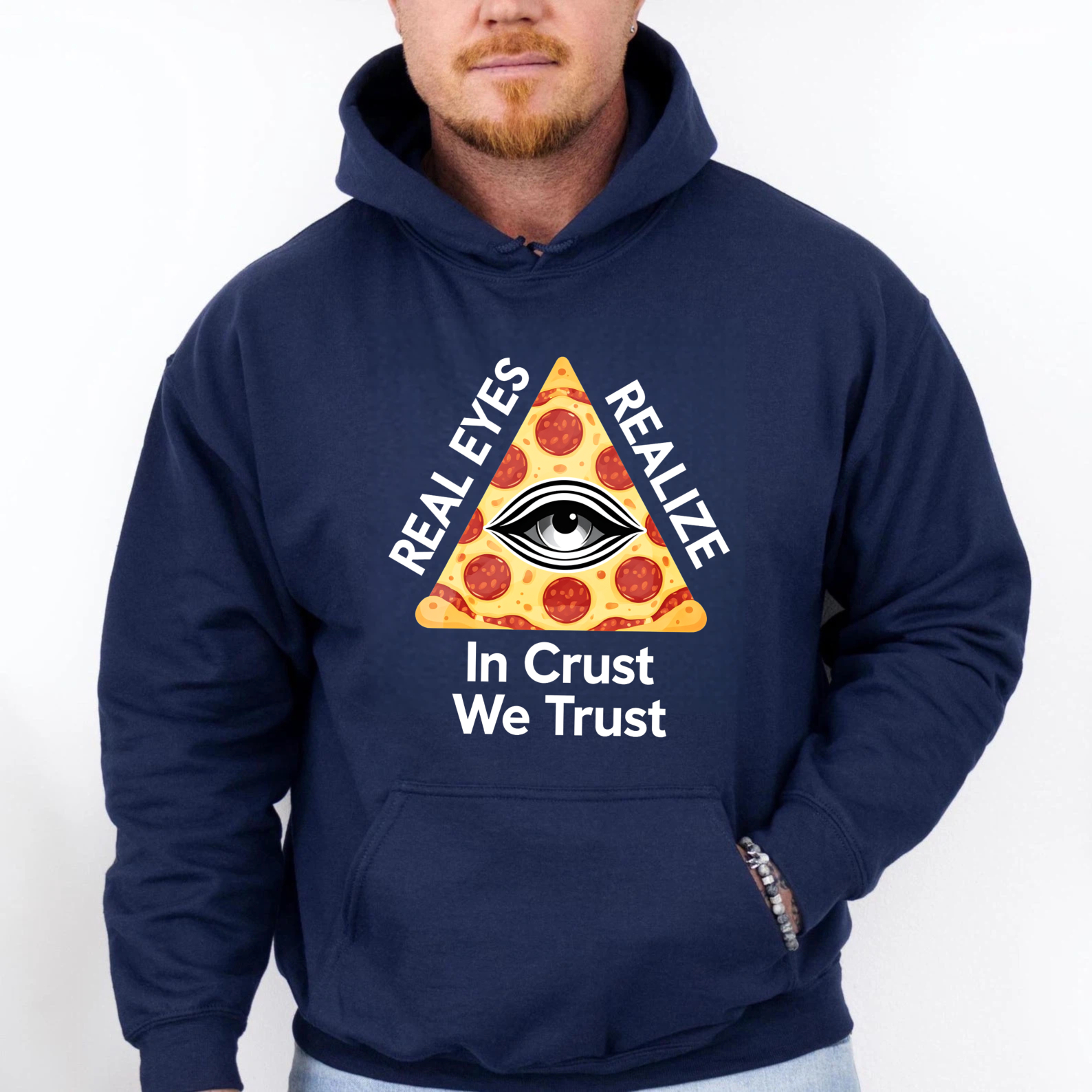 Dorawear™ Real Eyes Realize In Crust We Trust Pizza Eye Hoodie Sweatshirt Black Casual Wear For Men Women Unisex Fashion Gift Idea-Dorawear
