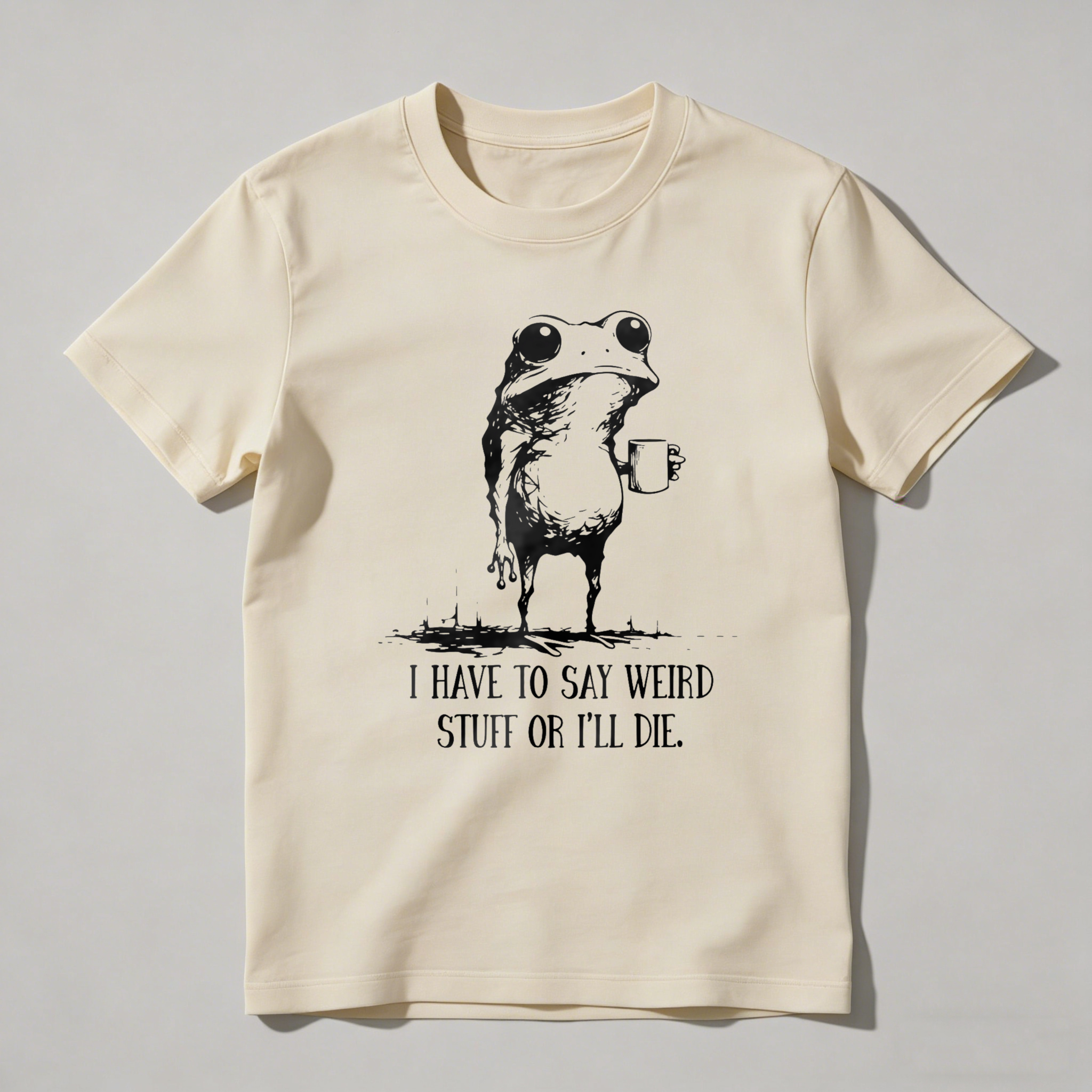 Dorawear™ Frog Holding Mug With Text Below T Shirt