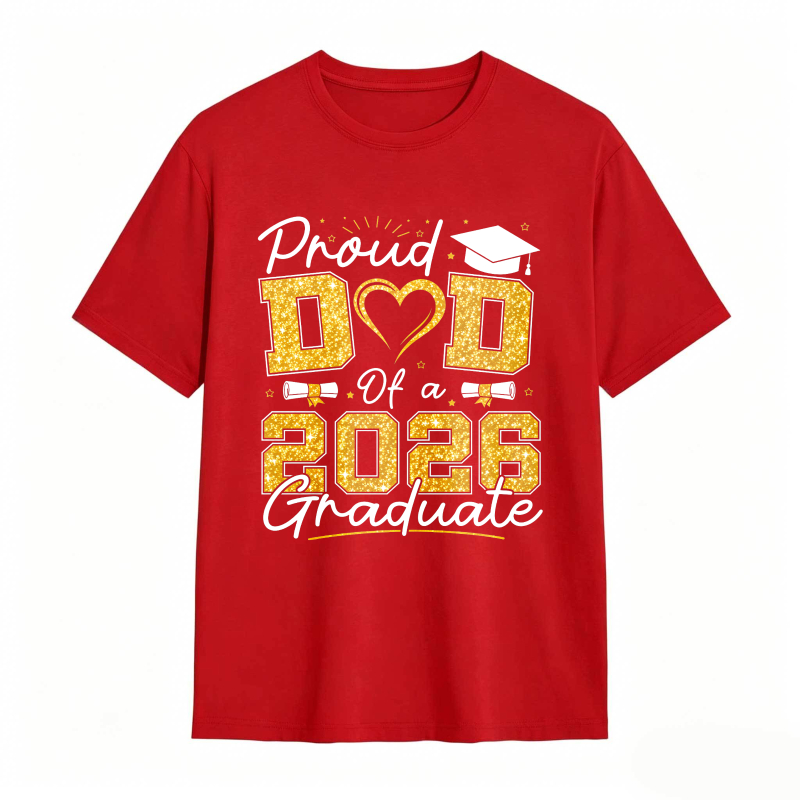 Dorawear™ Proud Dad Of A 2026 Graduate Graduation Cap Heart And Bow Tie Design Unisex Classic T-shirt