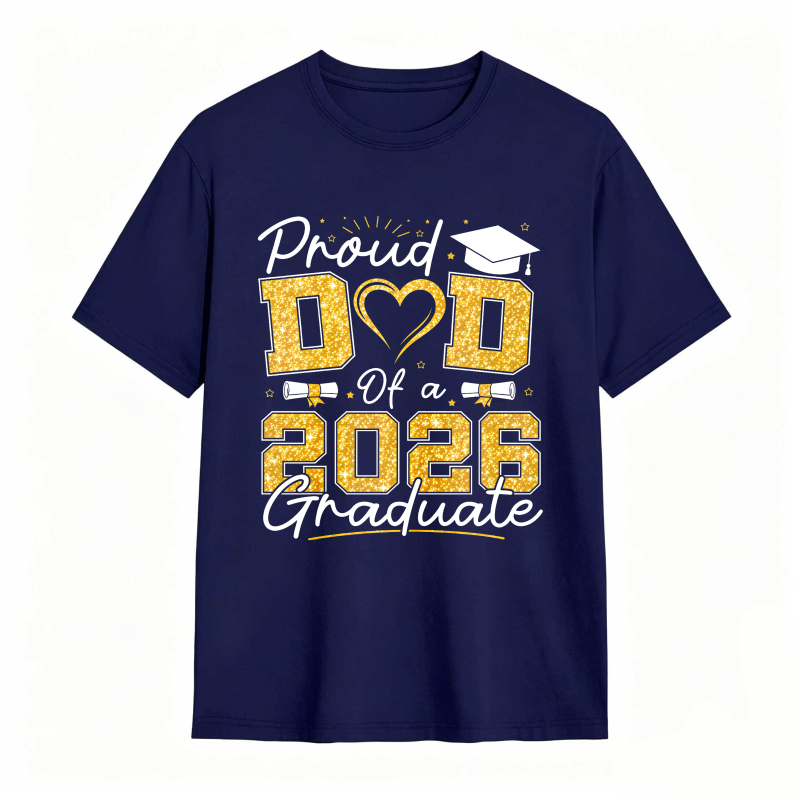 Dorawear™ Proud Dad Of A 2026 Graduate Graduation Cap Heart And Bow Tie Design Unisex Classic T-shirt