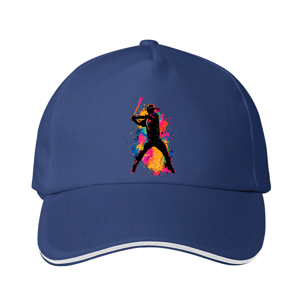 Dorawear™ Baseball Cap Cricket Player Silhouette With Color Splash Design Sports And Outdoor Activities