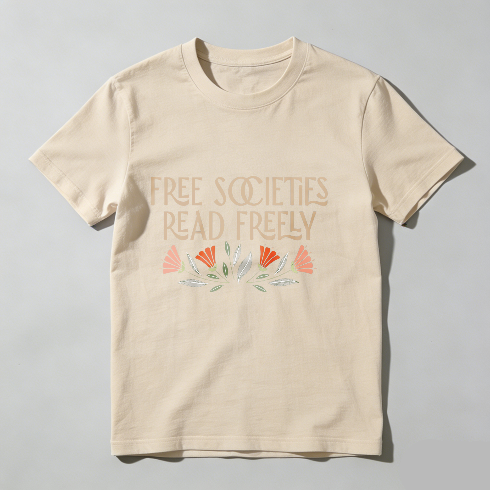 Dorawear™ Free Societies Read Freely With Flowers T Shirt
