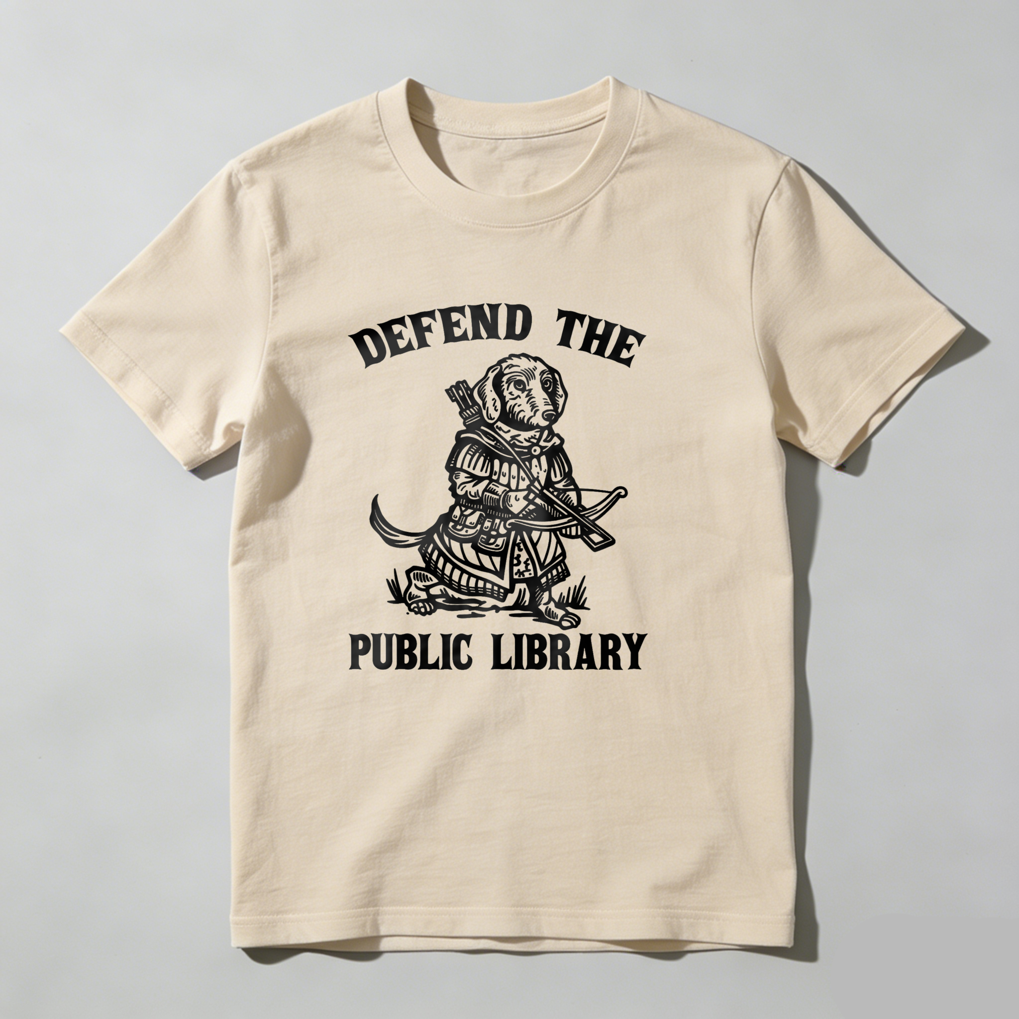 Dorawear™ Defend The Public Library Dog With Sword T Shirt
