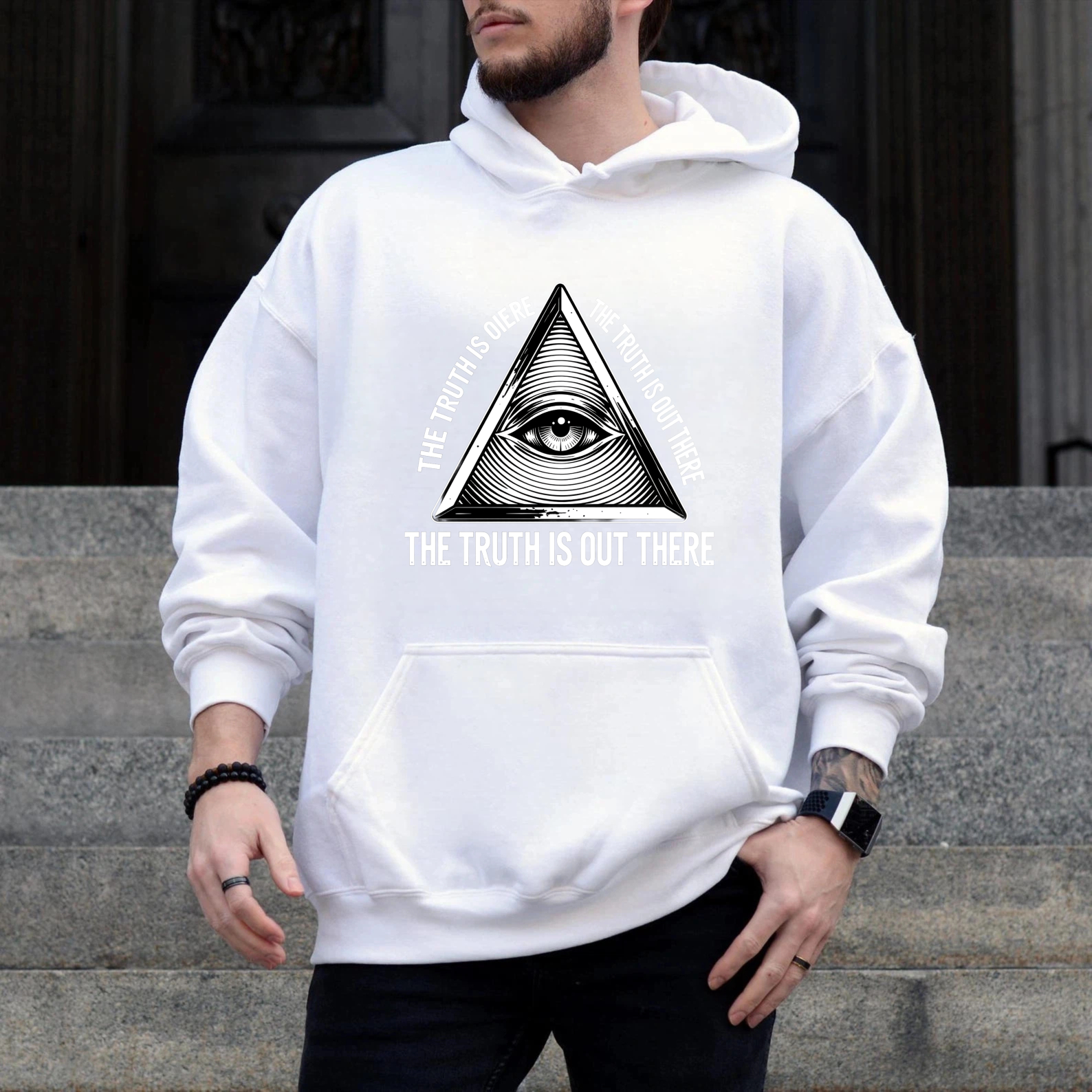 Dorawear™ The Truth Is Out There All Seeing Eye Hoodie Black Sweatshirt With Eye In Pyramid Design For Men And Women Xl-Dorawear
