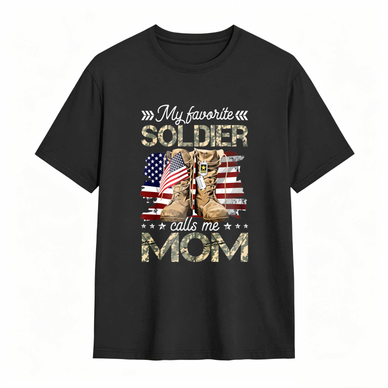 Dorawear™ Soldier Mom American Flag And Military Boots Design Unisex Classic T-shirt