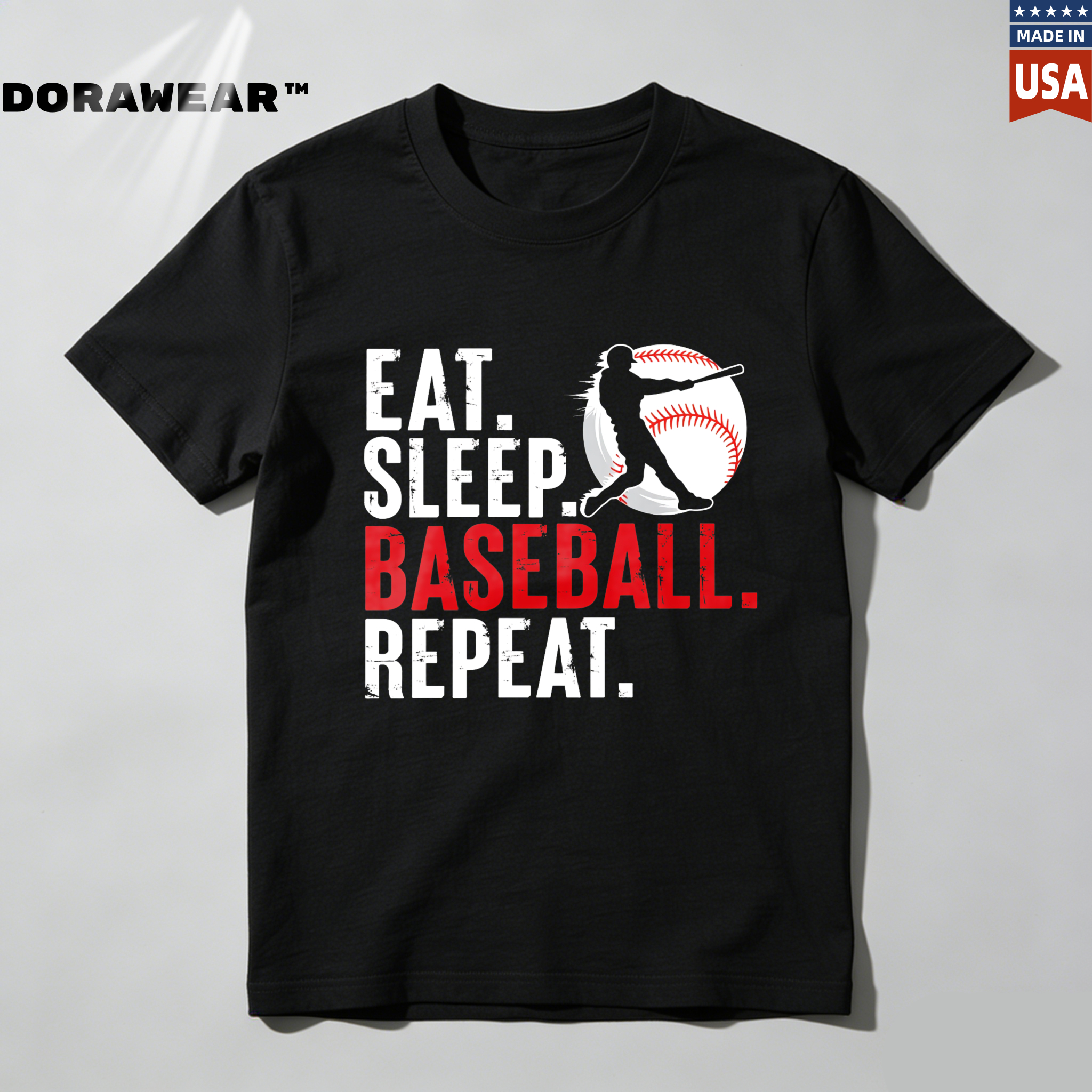 Dorawear™ Eat Sleep Baseball Repeat  T Shirt-Dorawear