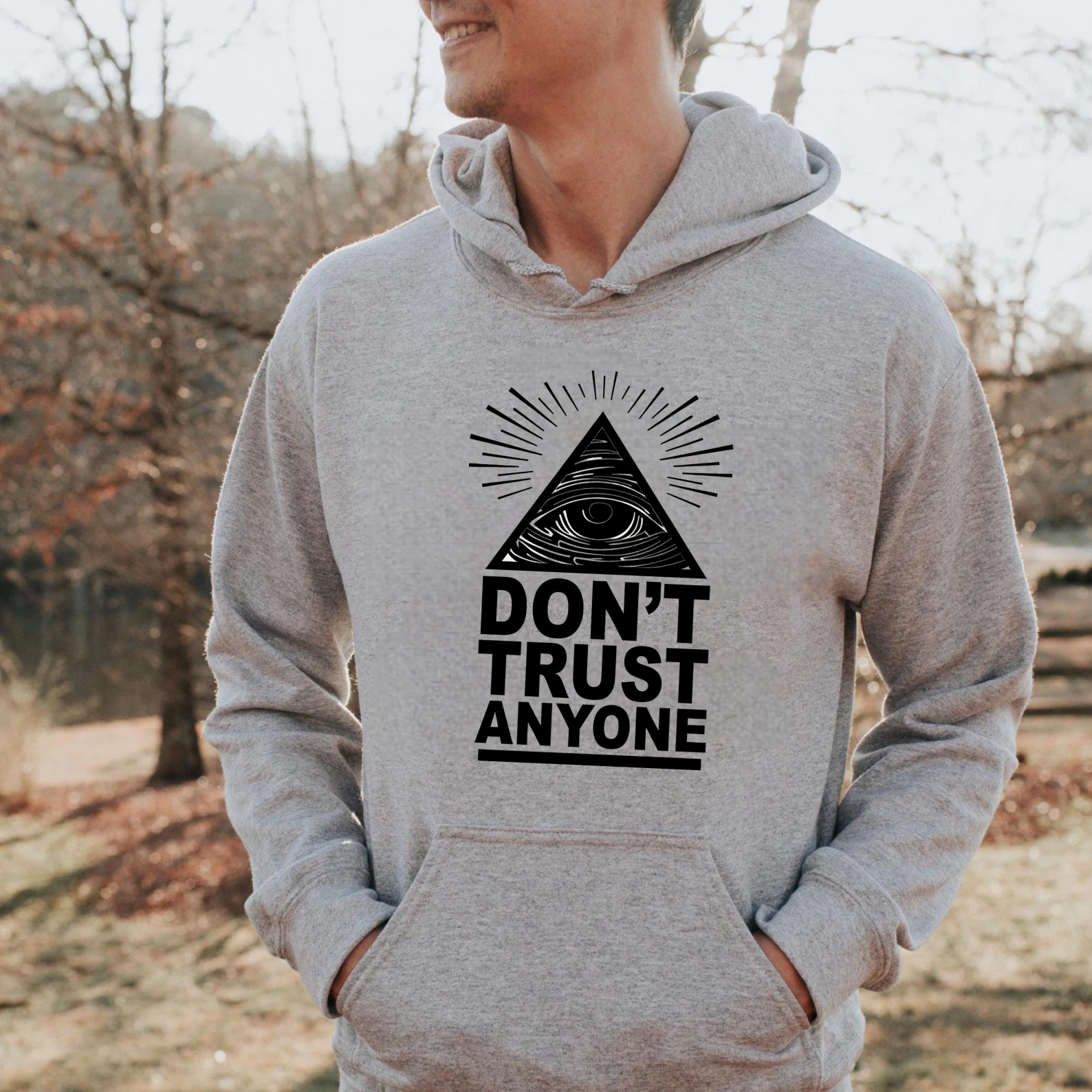 Dorawear™ Dont Trust Anyone Hoodie With Eye In Pyramid Design Black Sweatshirt For Men Women Streetwear Fashion Statement Clothing-Dorawear