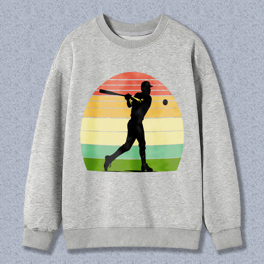 Dorawear™ Baseball Player Silhouette Sunset Gradient Design Unisex Classic Sweatshirt