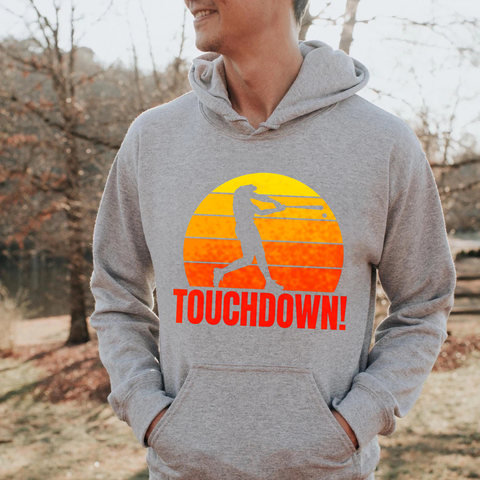 Dorawear™ Touchdown Baseball Player Sunset Hoodie Sport Inspired Graphic Sweatshirt Men Women Unisex Casual Wear-Dorawear