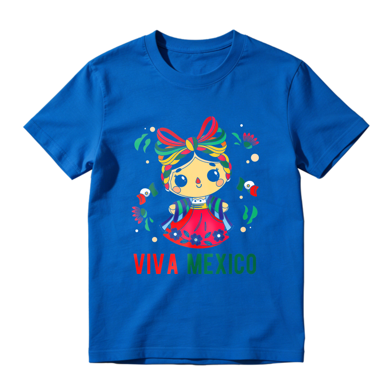Mexican Doll With Traditional Dress And Viva Mexico Text Unisex Classic T-shirt