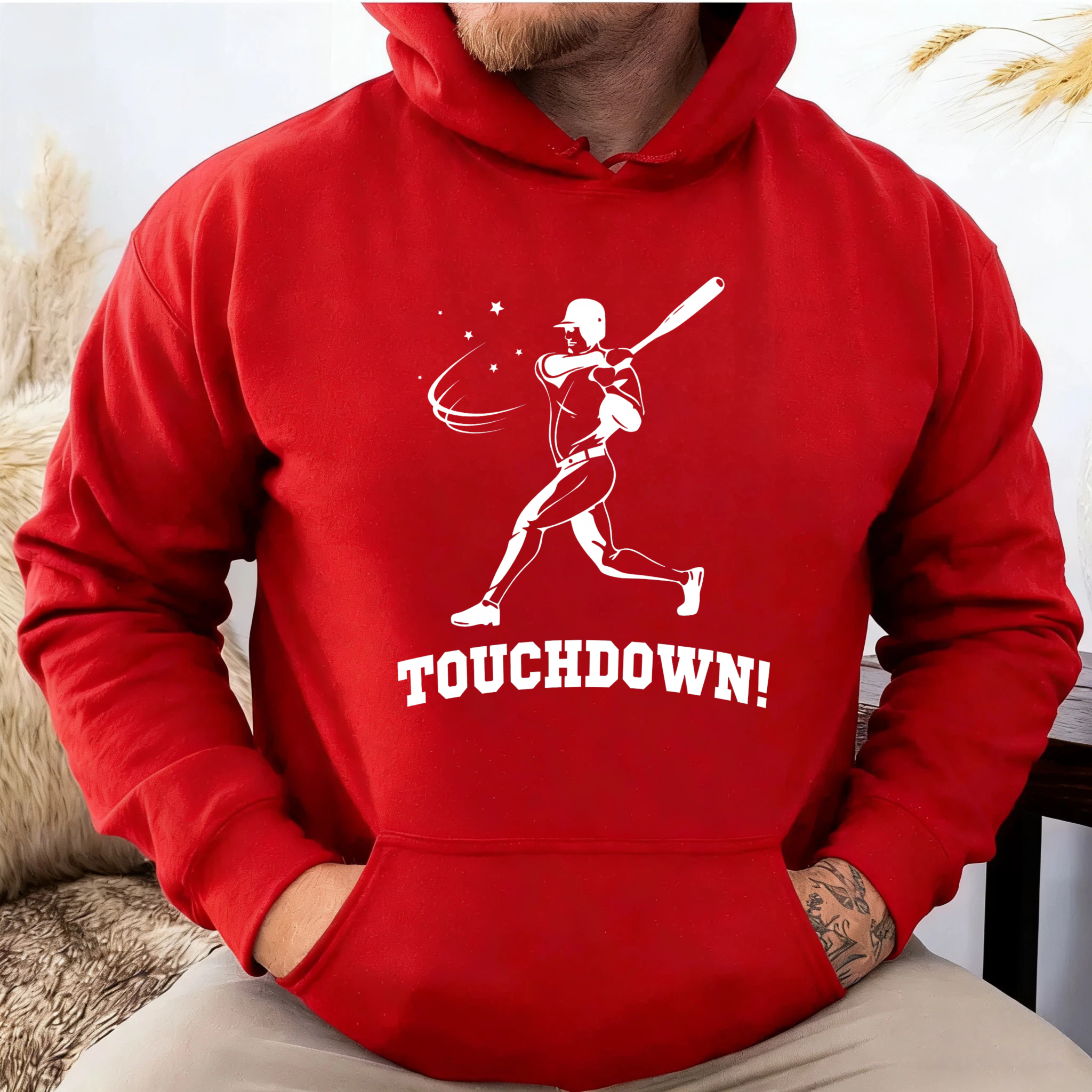 Dorawear™ Baseball Player Touchdown Hoodie Sport Graphic Sweatshirt Unisex Casual Wear