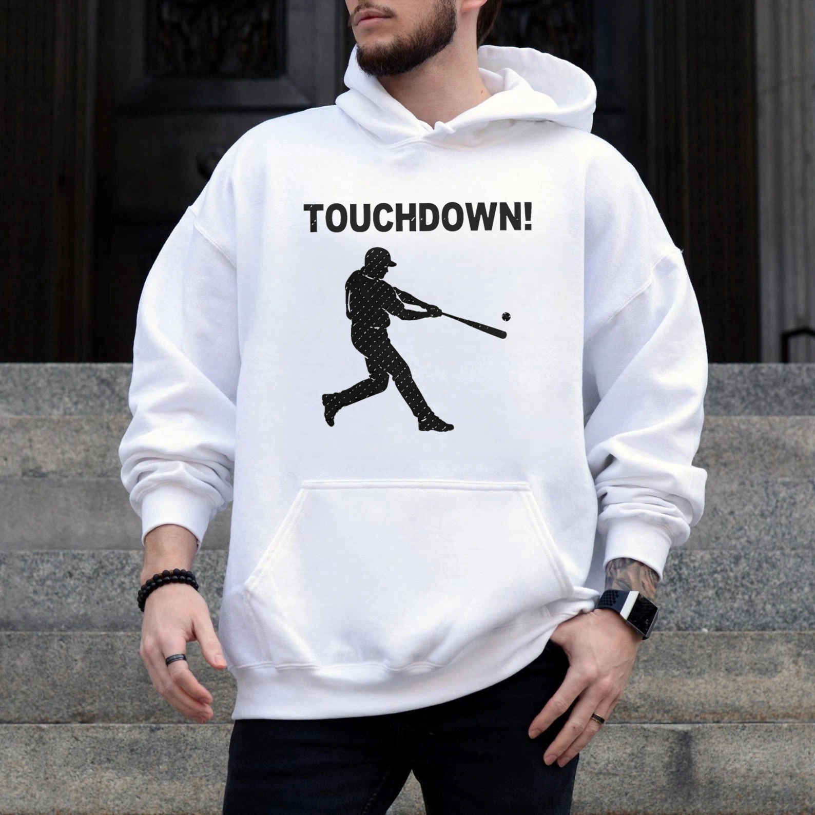 Dorawear™ Touchdown Baseball Player Hoodie Sweatshirt With Graphic Design For Sports Fans