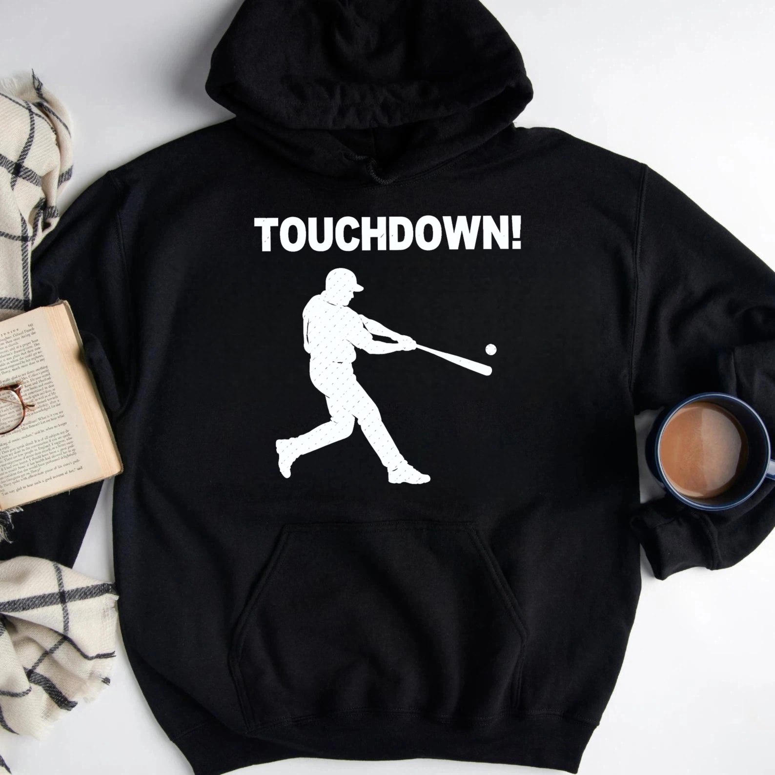 Dorawear™ Touchdown Baseball Player Hoodie Sweatshirt With Graphic Design For Sports Fans
