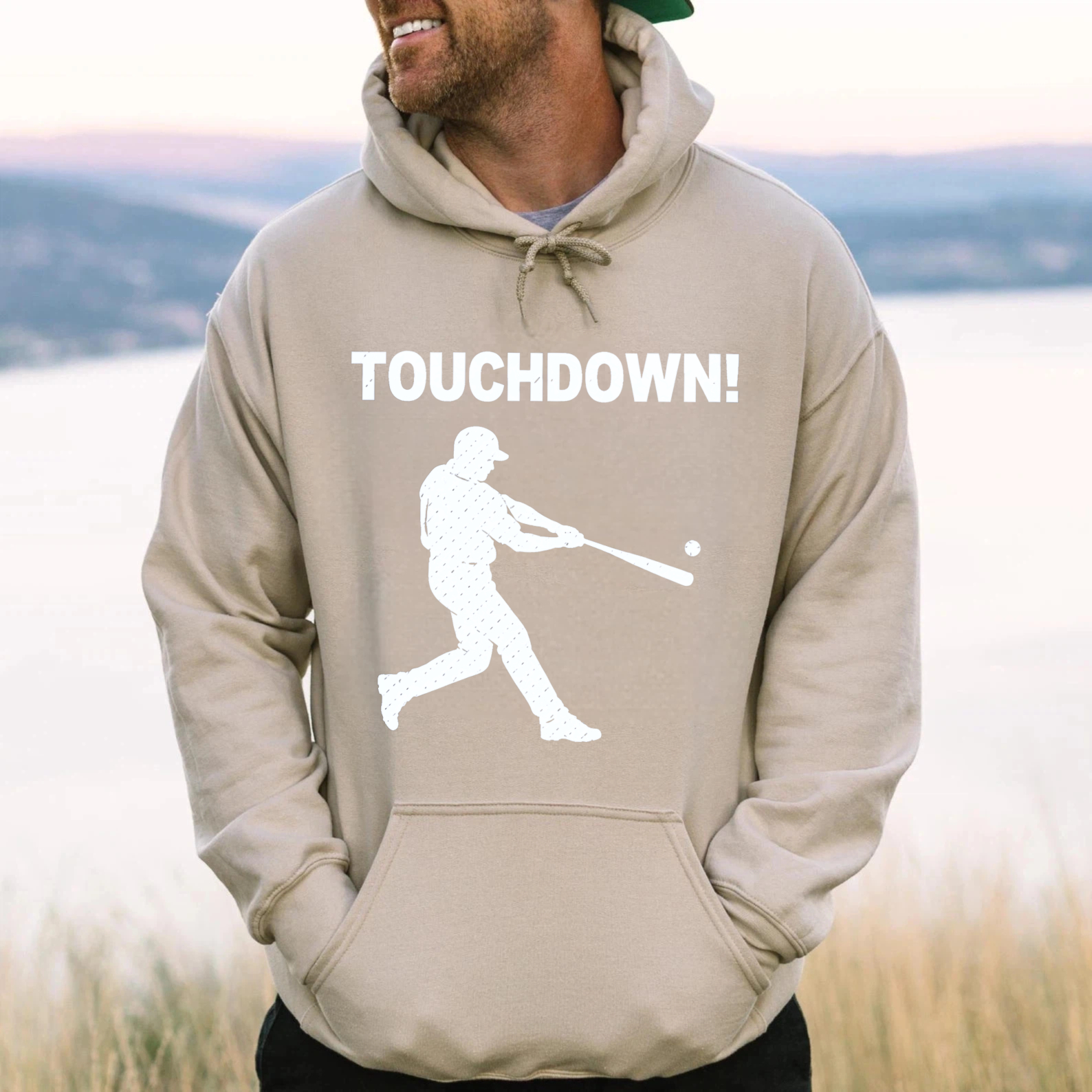 Dorawear™ Touchdown Baseball Player Hoodie Sweatshirt With Graphic Design For Sports Fans