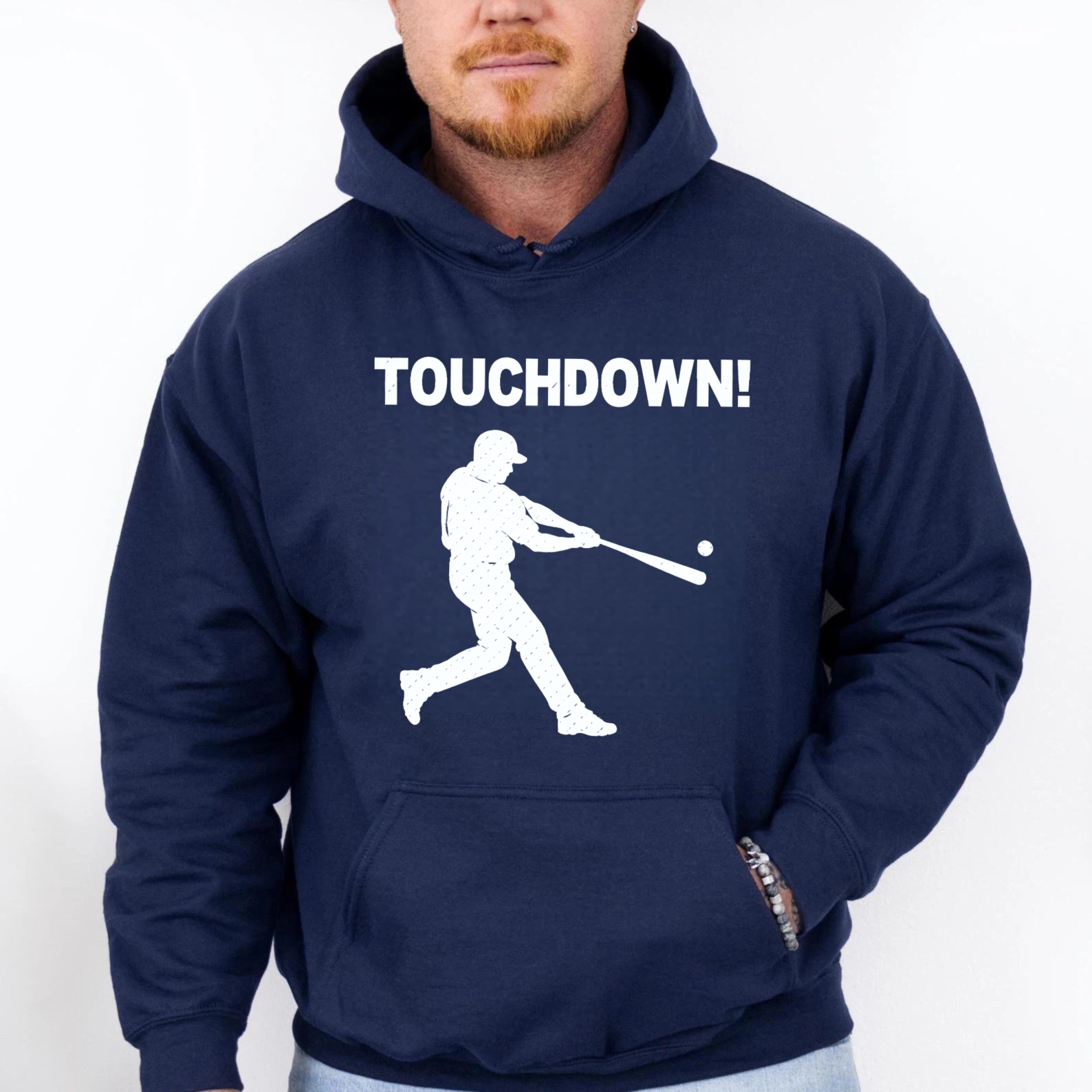 Dorawear™ Touchdown Baseball Player Hoodie Sweatshirt With Graphic Design For Sports Fans