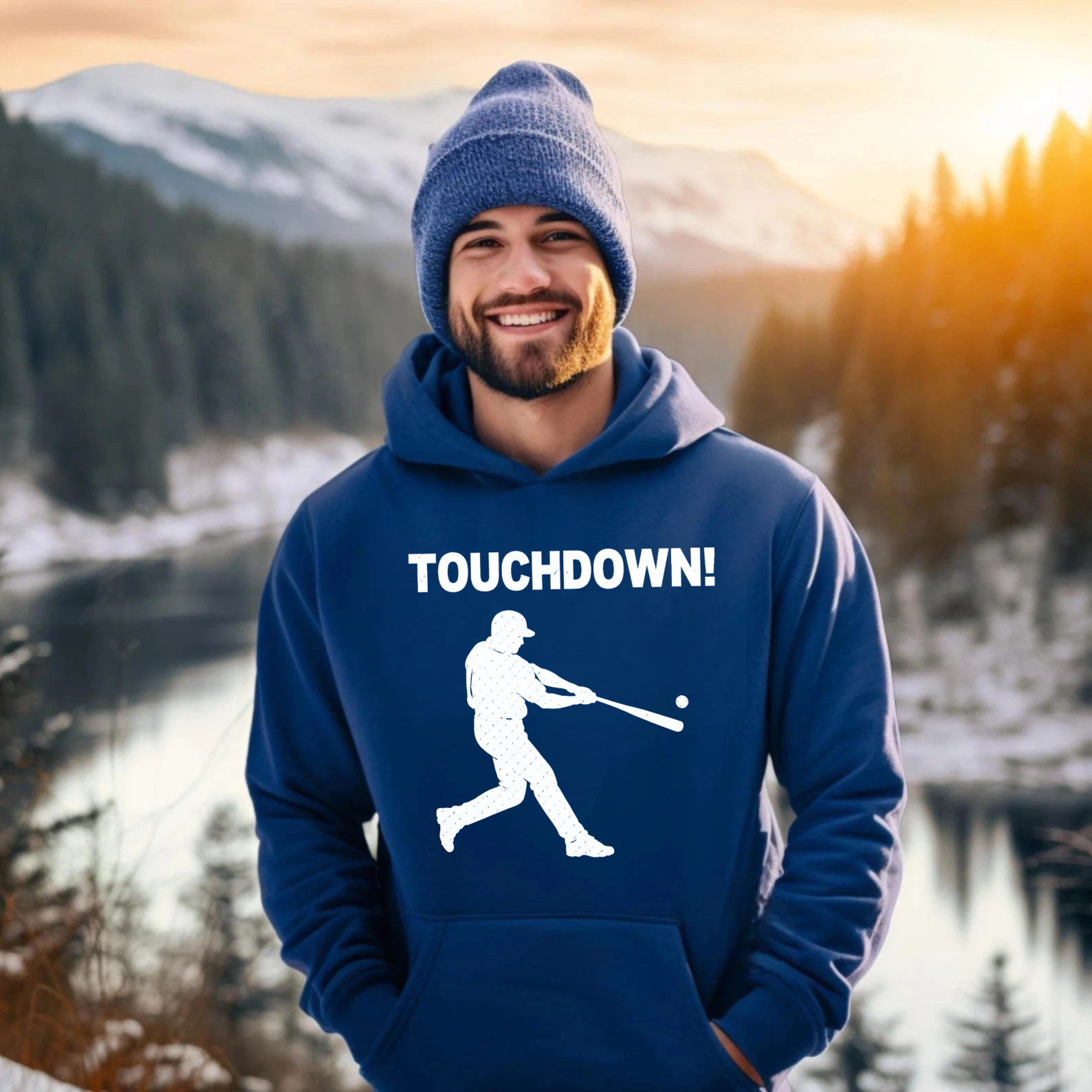 Dorawear™ Touchdown Baseball Player Hoodie Sweatshirt With Graphic Design For Sports Fans