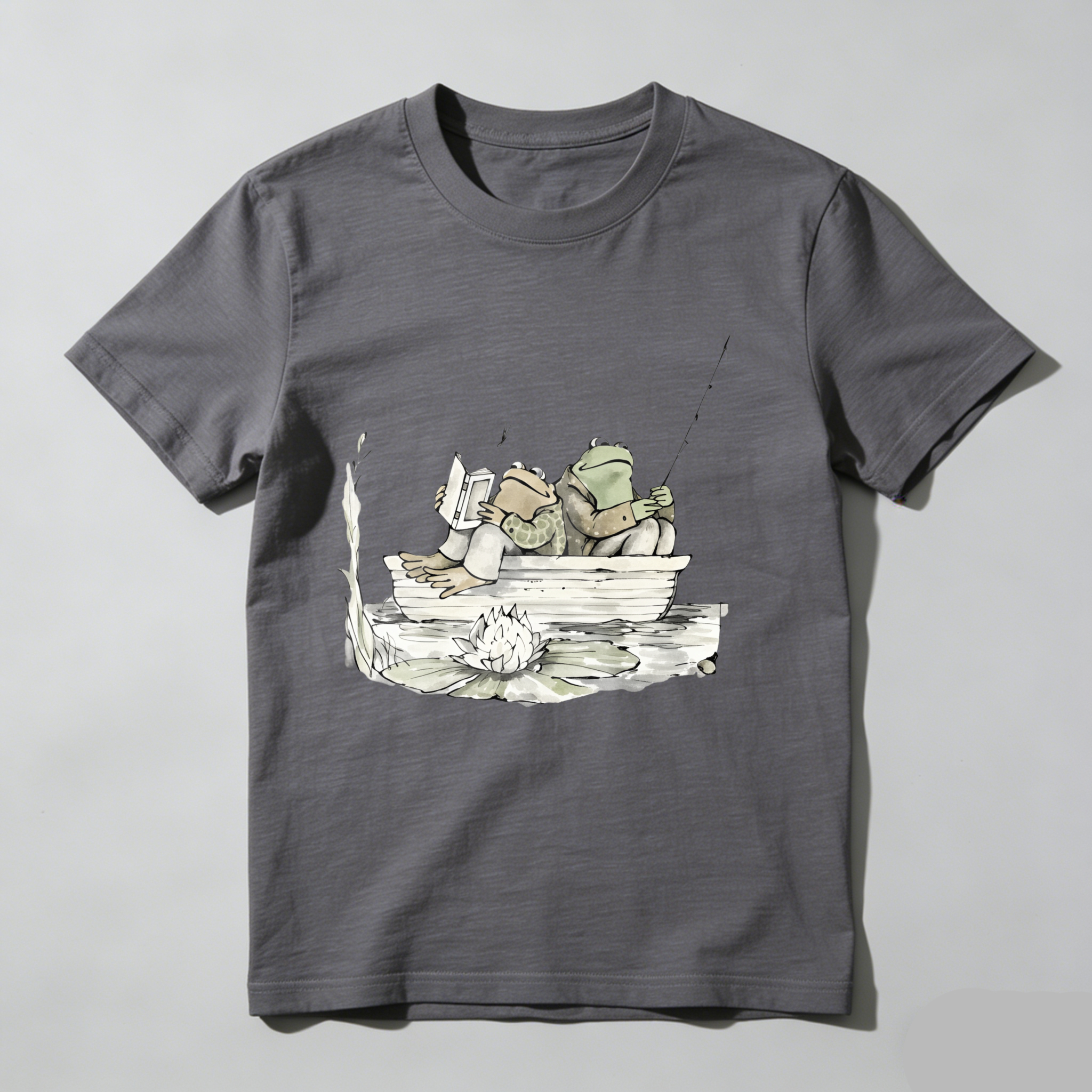 Dorawear™ Frogs Fishing In Boat On Lily Pad T Shirt