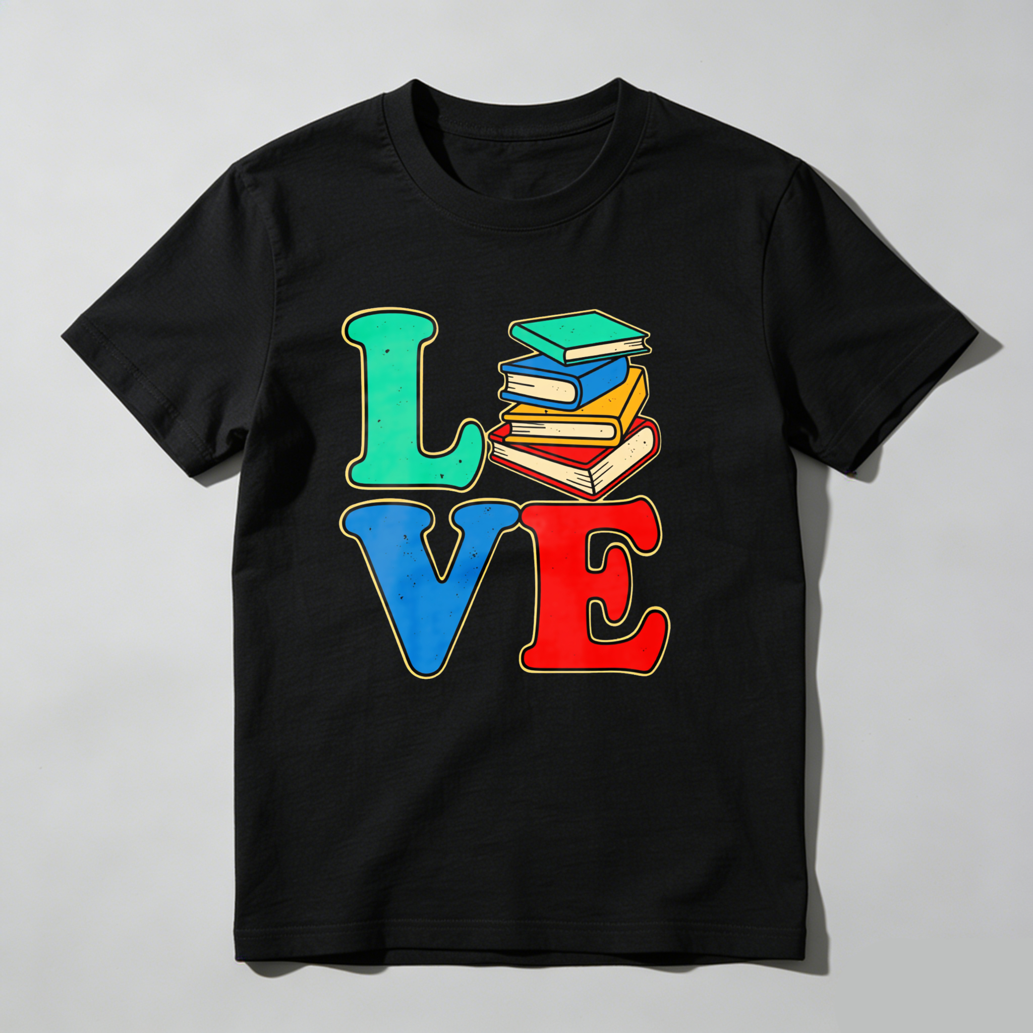 Dorawear Love Books Stack Colorful Letters T Shirt