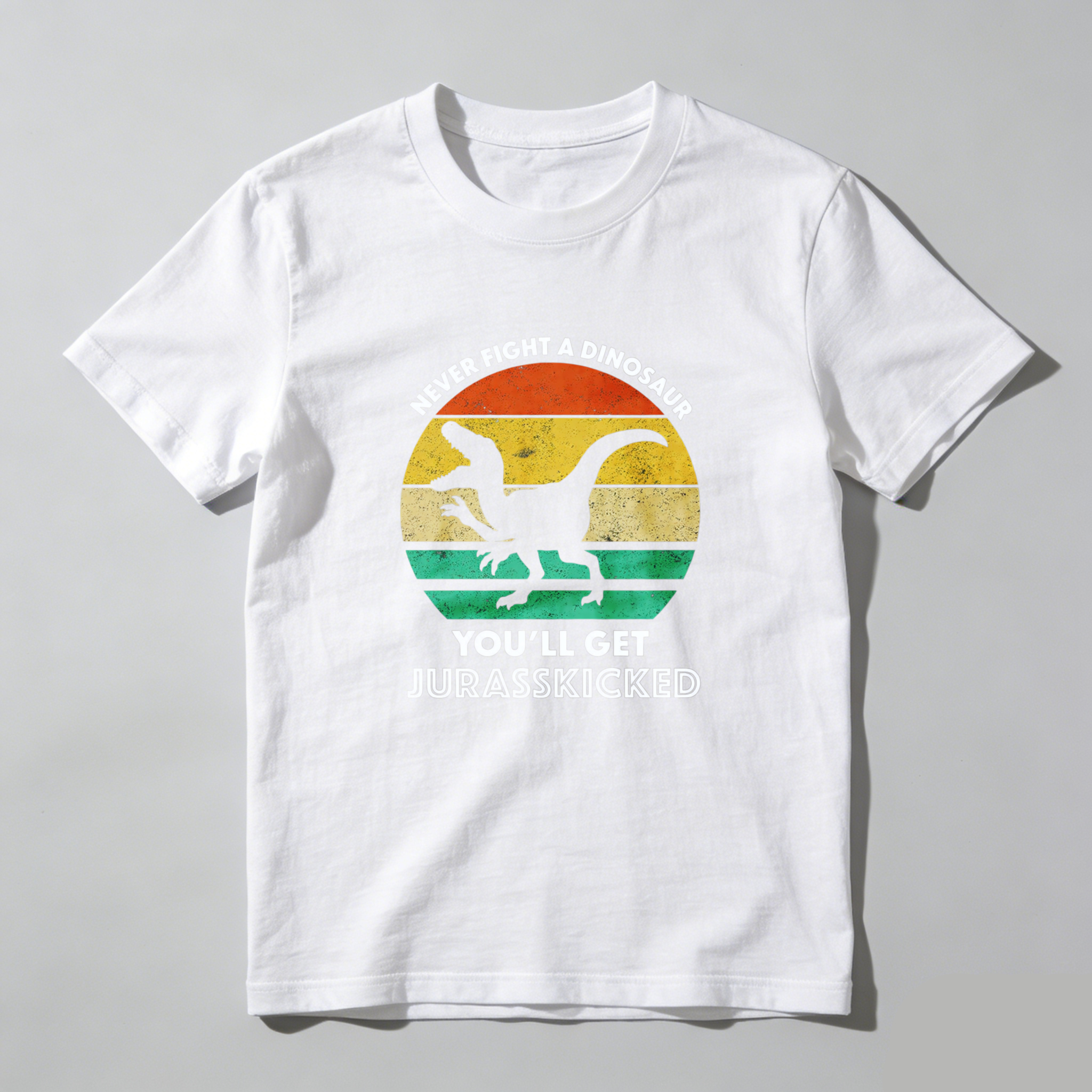 Dorawear™ Never Fight A Dinosaur Youll Get Jurasskicked Pure Cotton Short Sleeve T Shirt-Dorawear