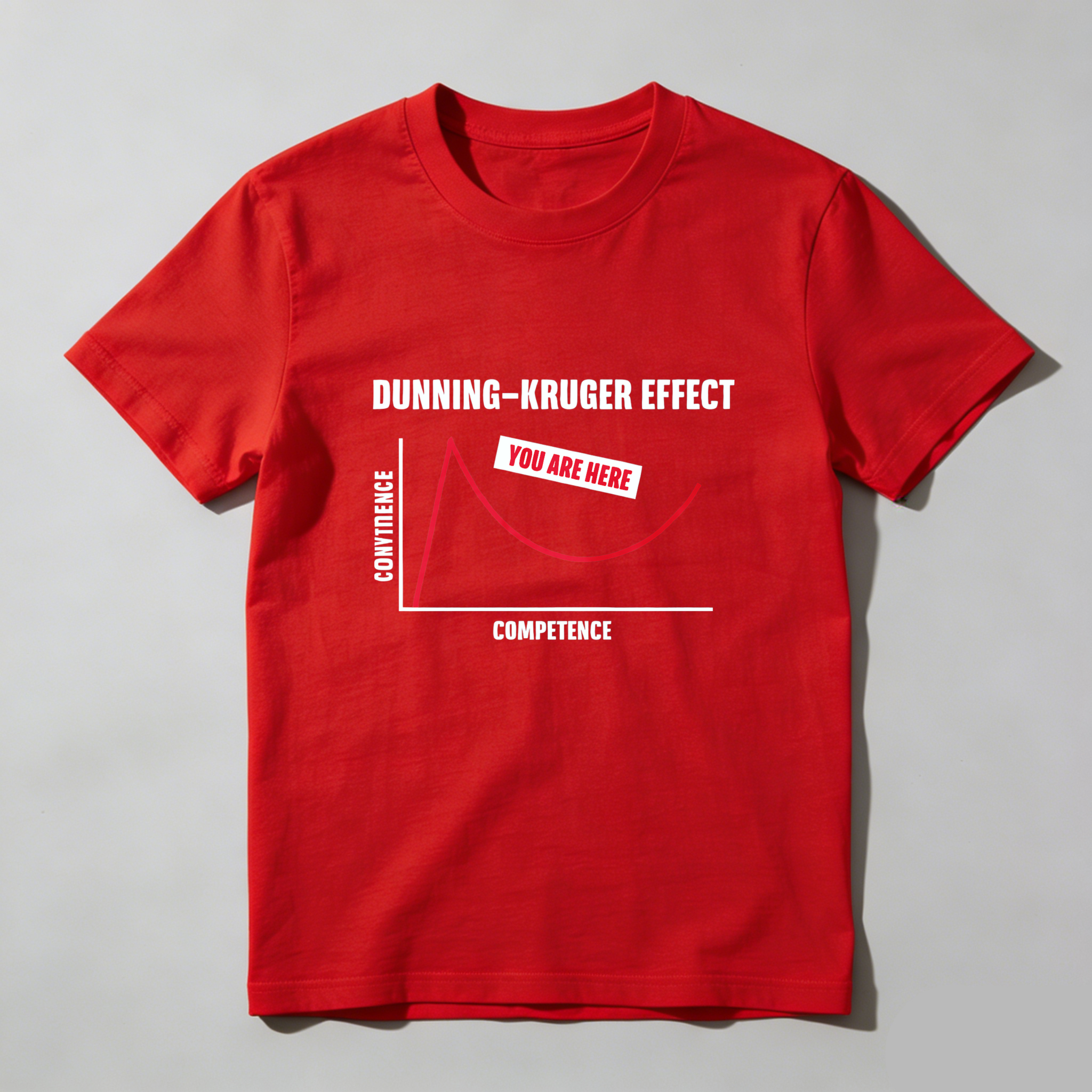 Dorawear Dunning Kruger Effect Confidence Curve You Are Here Pure Cotton Short Sleeve T-Shirt