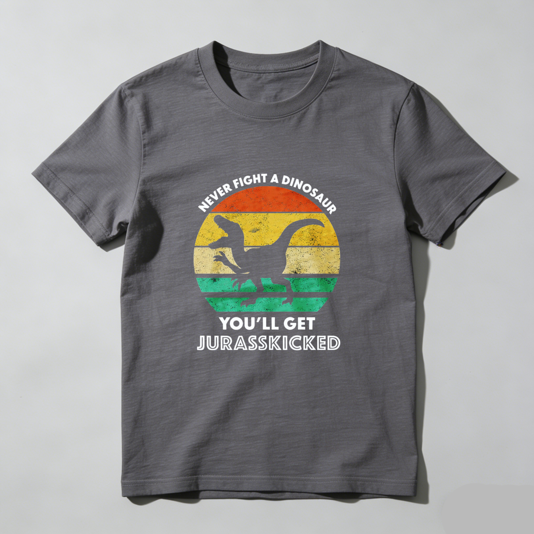 Dorawear™ Never Fight A Dinosaur Youll Get Jurasskicked Pure Cotton Short Sleeve T Shirt-Dorawear