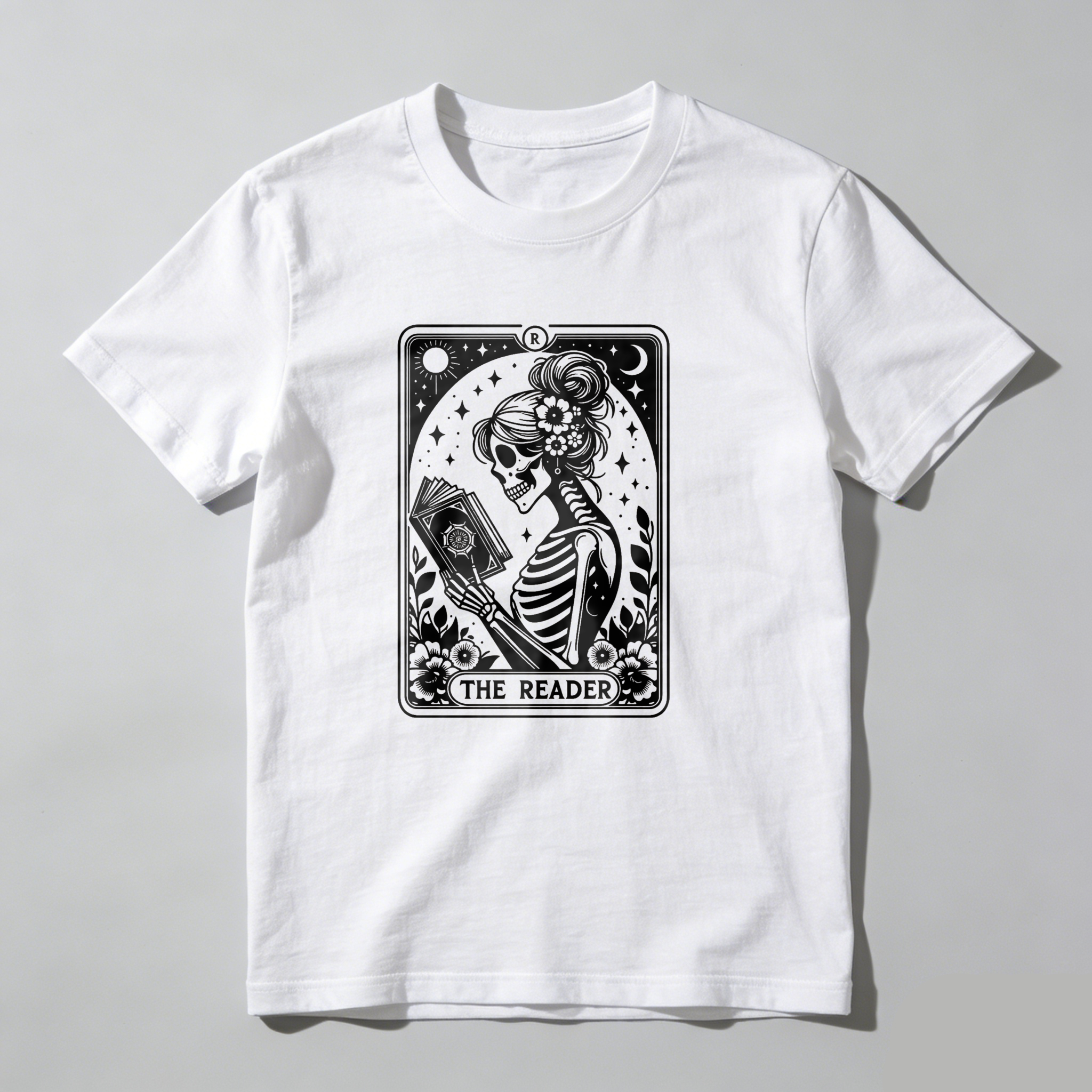 Dorawear The Reader Tarot Card Skeleton Reading T Shirt (1)