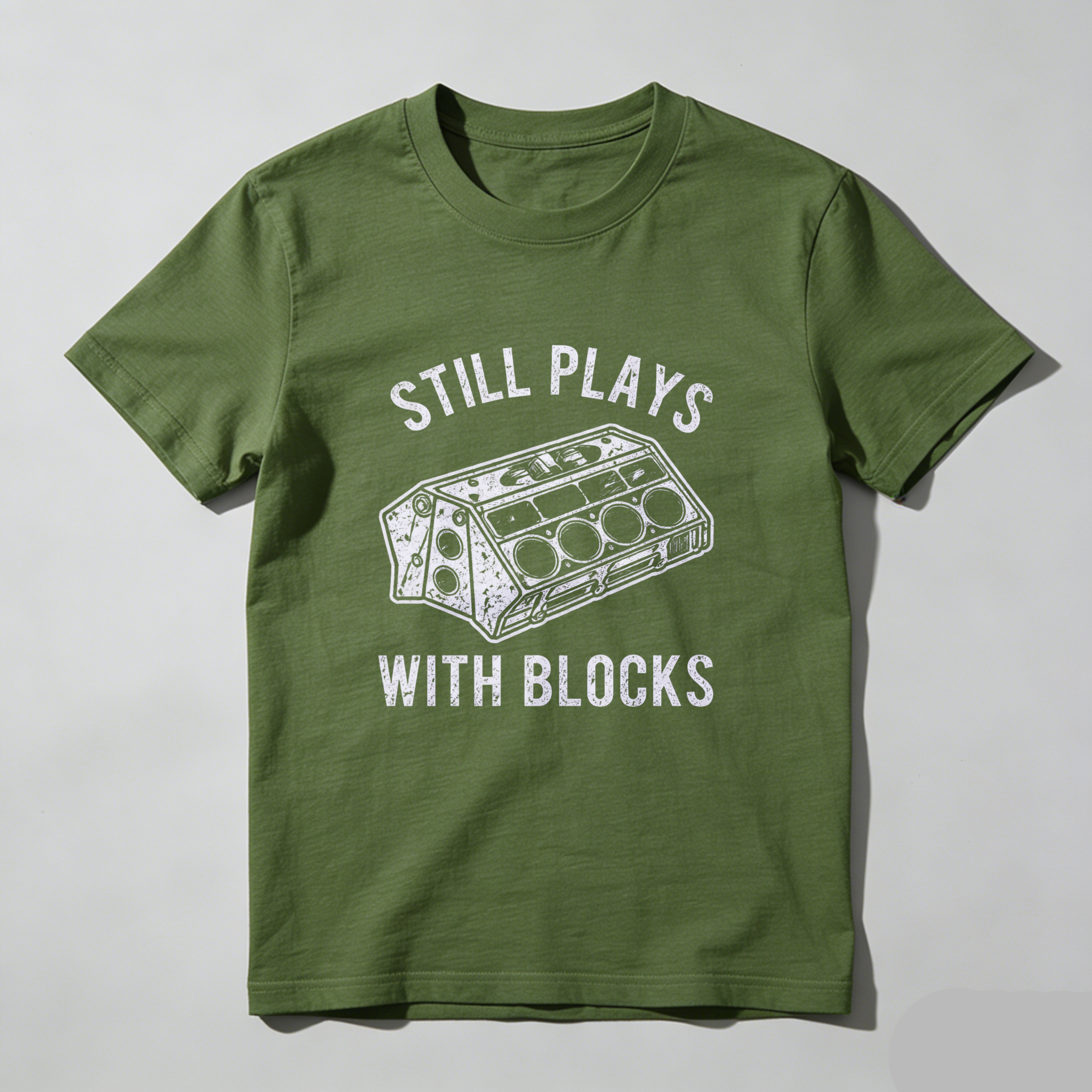 Dorawear™ Still Plays With Blocks Engine Print Pure Cotton Short Sleeve T-Shirt-Dorawear