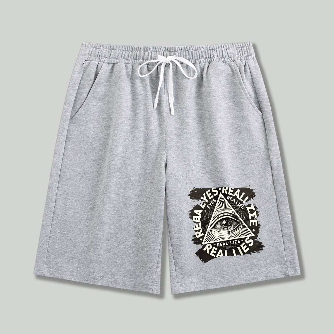 Dorawear™ All Seeing Eye Symbol With Real Lies Text Shorts-Dorawear