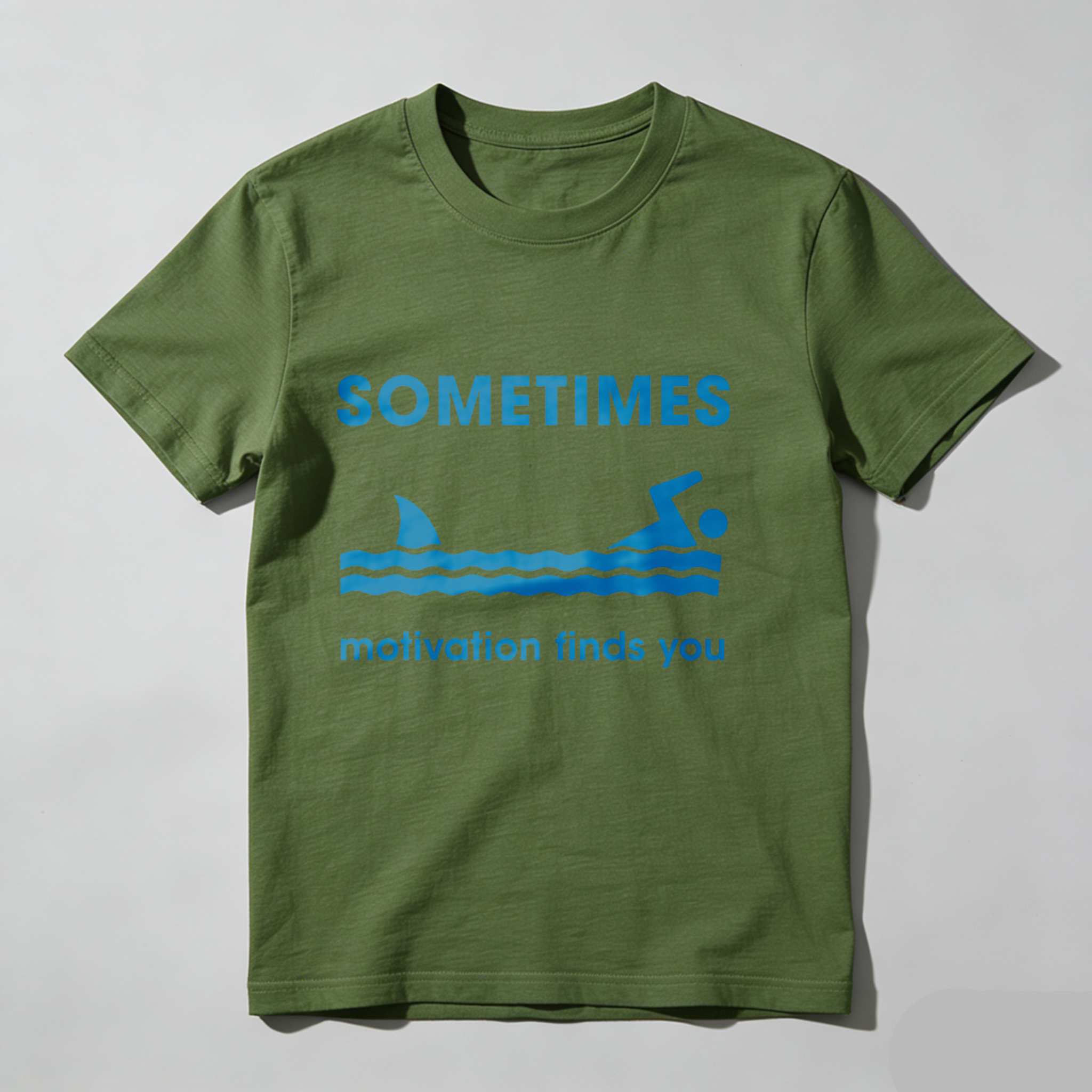Dorawear Sometimes Motivation Finds You Shark Swim T Shirt