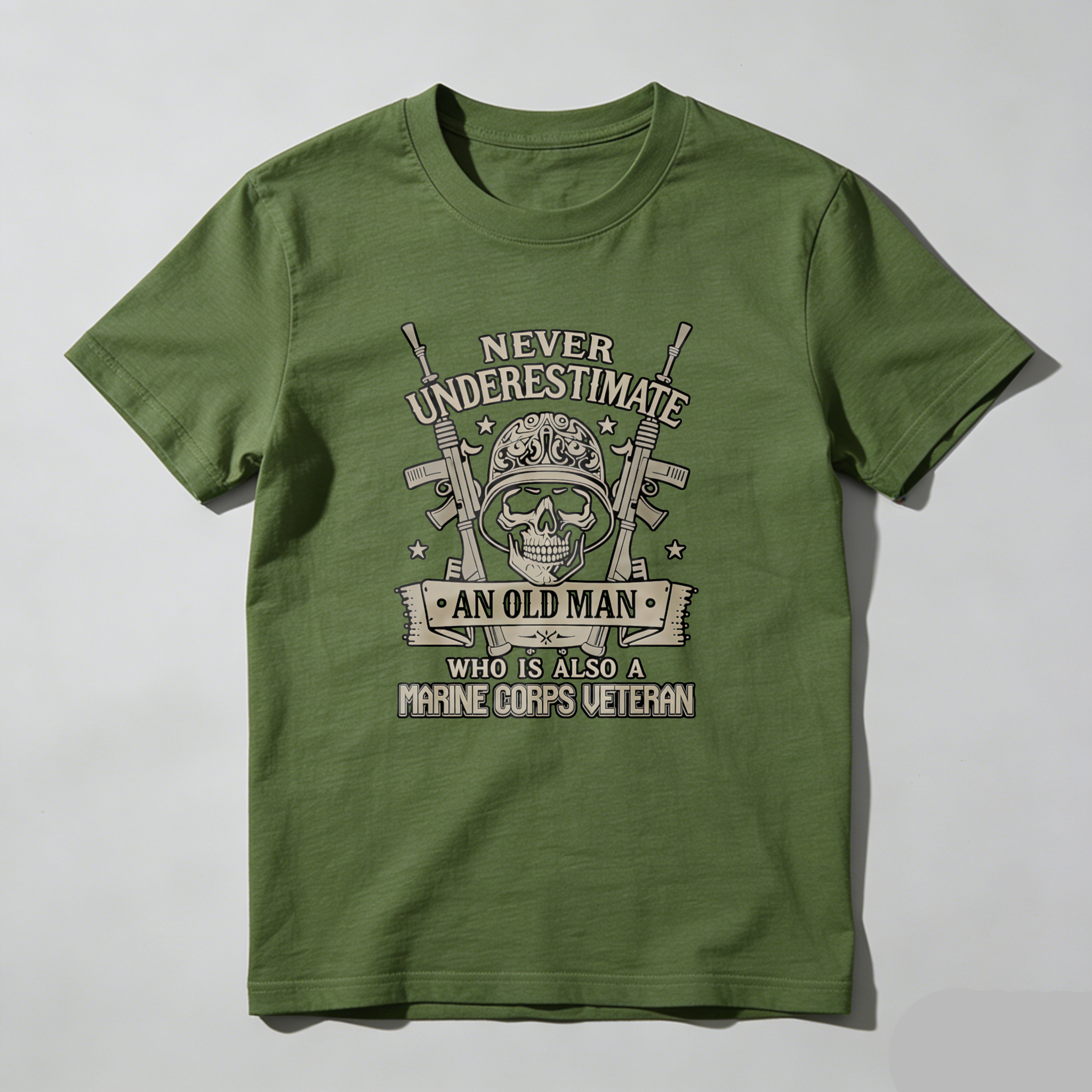 Dorawear™  Never Underestimate An Old Man Who Is Also A Marine Corps Veteran T Shirt