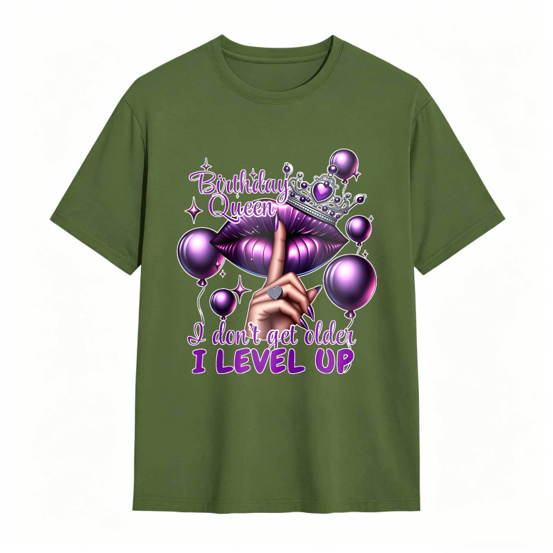 Birthday Queen Lips Crown Balloons I Don't Get Older I Level Up Unisex Classic T-shirt