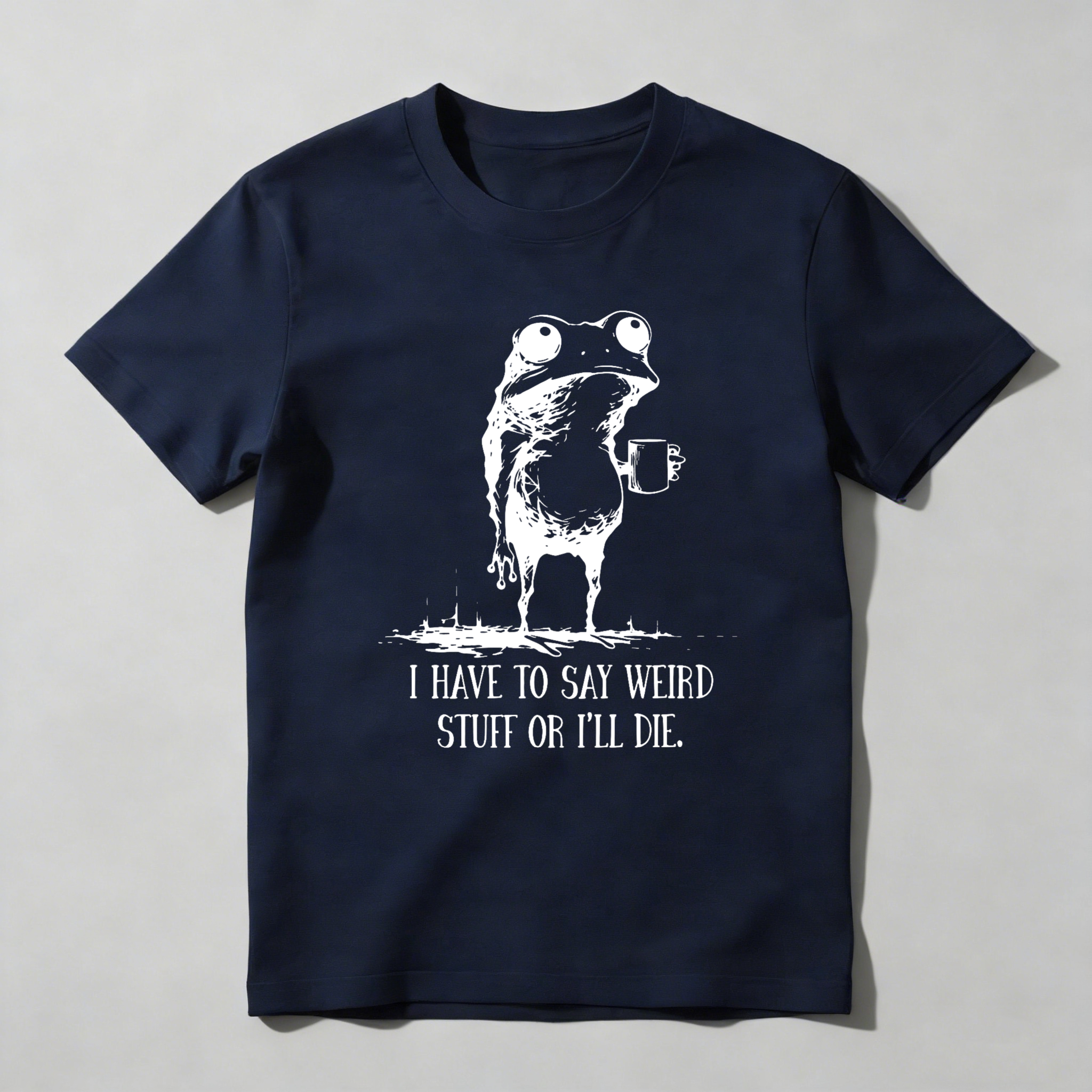 Dorawear™ Frog Holding Mug With Text Below T Shirt