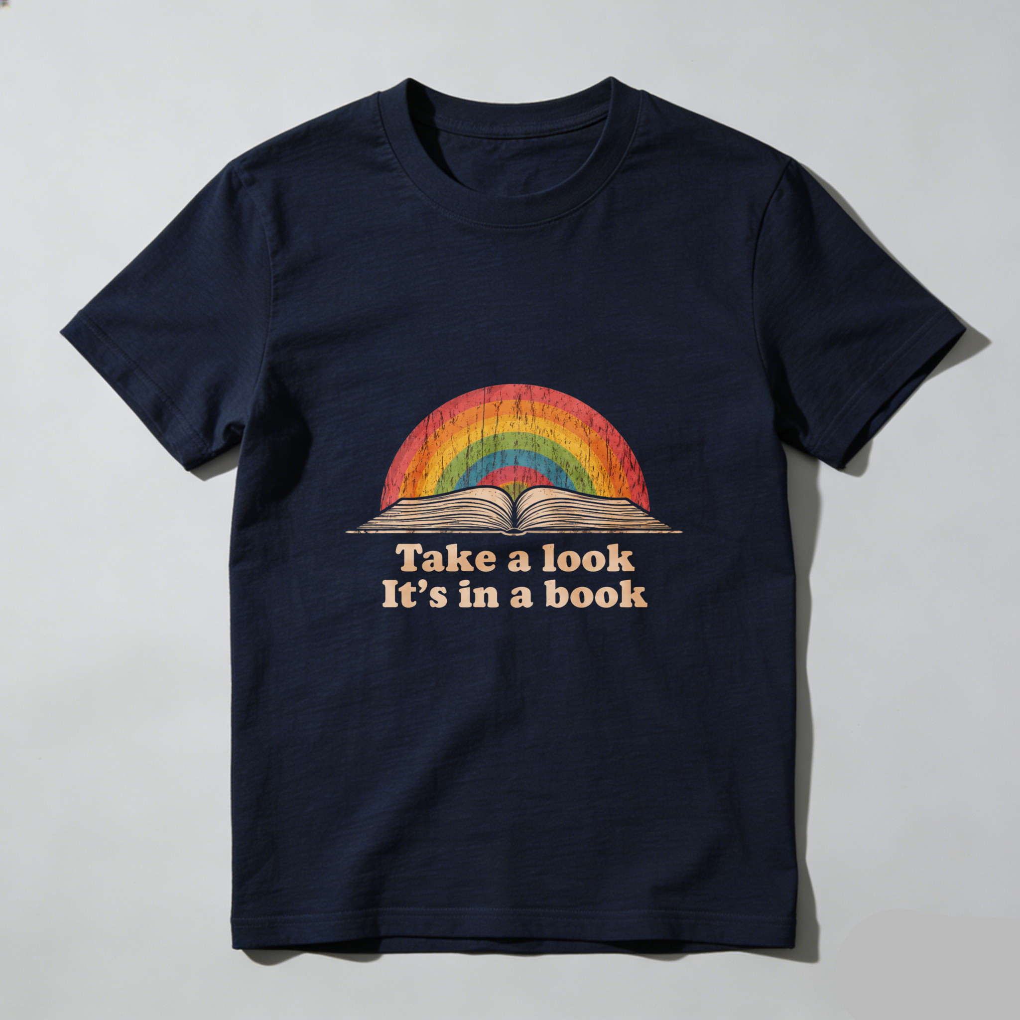 Dorawear Take A Look Its In A Book Rainbow Book Pure Cotton Short Sleeve T Shirt
