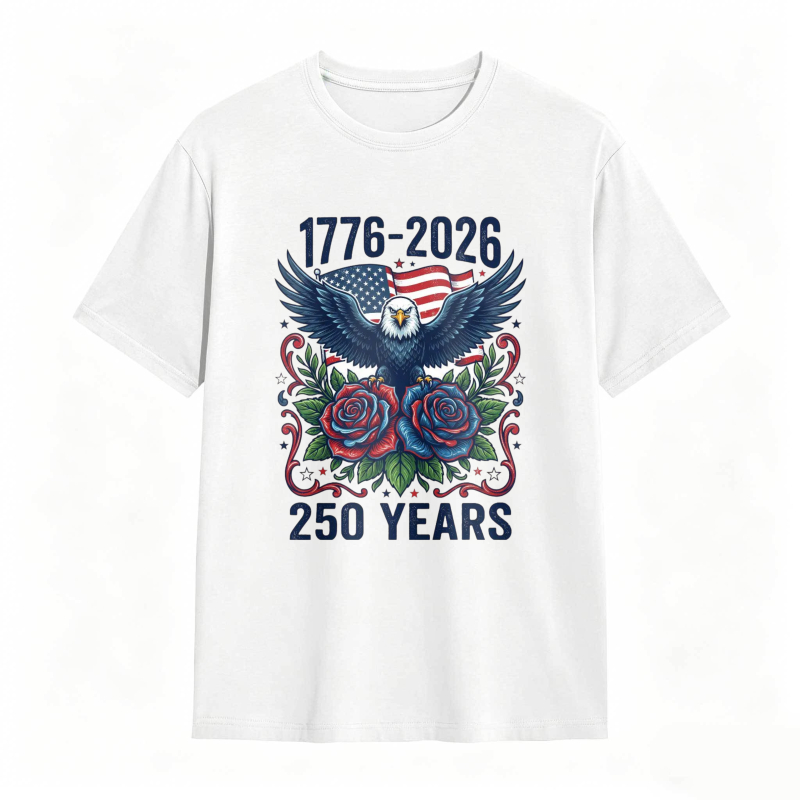 American Eagle With Roses And Flag 1776 2026 250 Years T-shirt