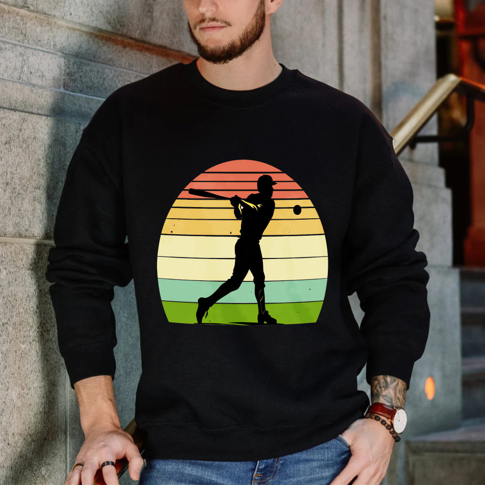 Dorawear™ Baseball Player Silhouette Sunset Gradient Design Unisex Classic Sweatshirt