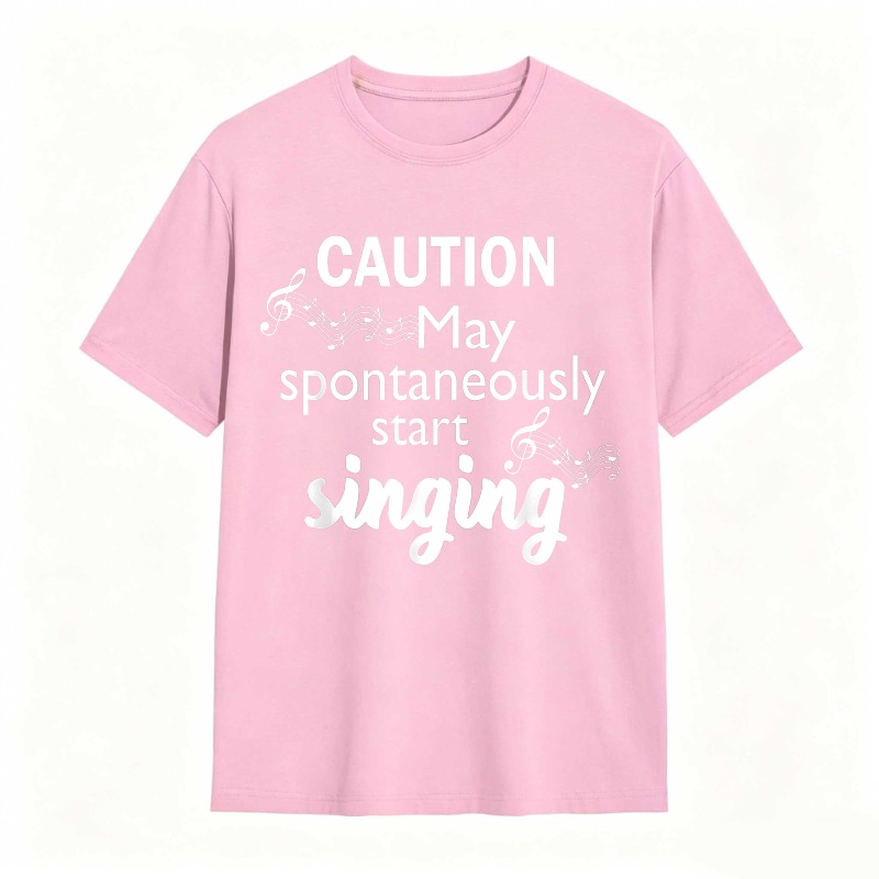 Dorawear™   Caution May Spontaneously Start Singing Music Notes Design T-shirt