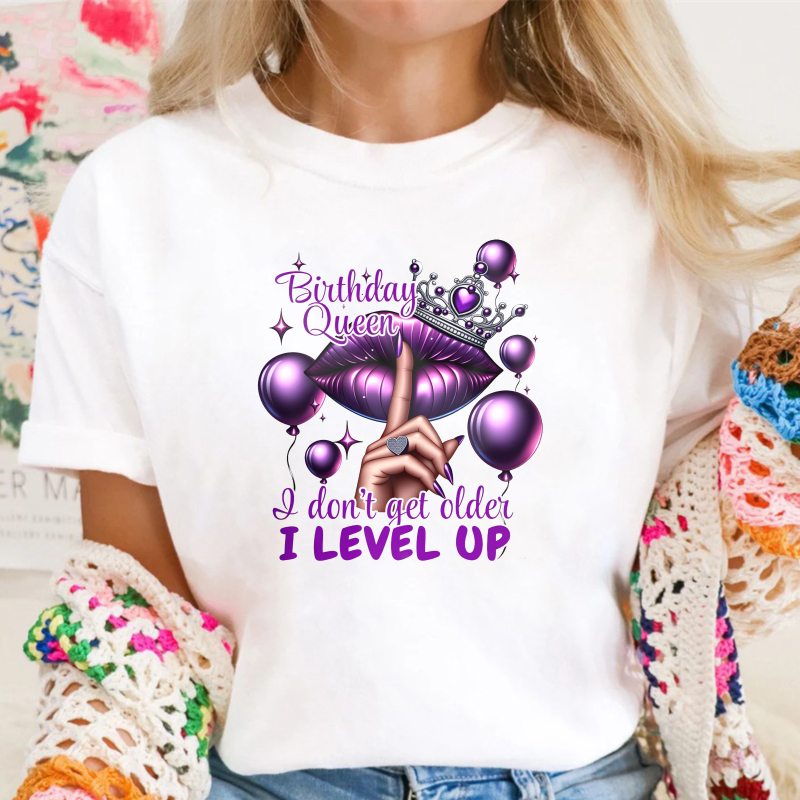Birthday Queen Lips Crown Balloons I Don't Get Older I Level Up Unisex Classic T-shirt
